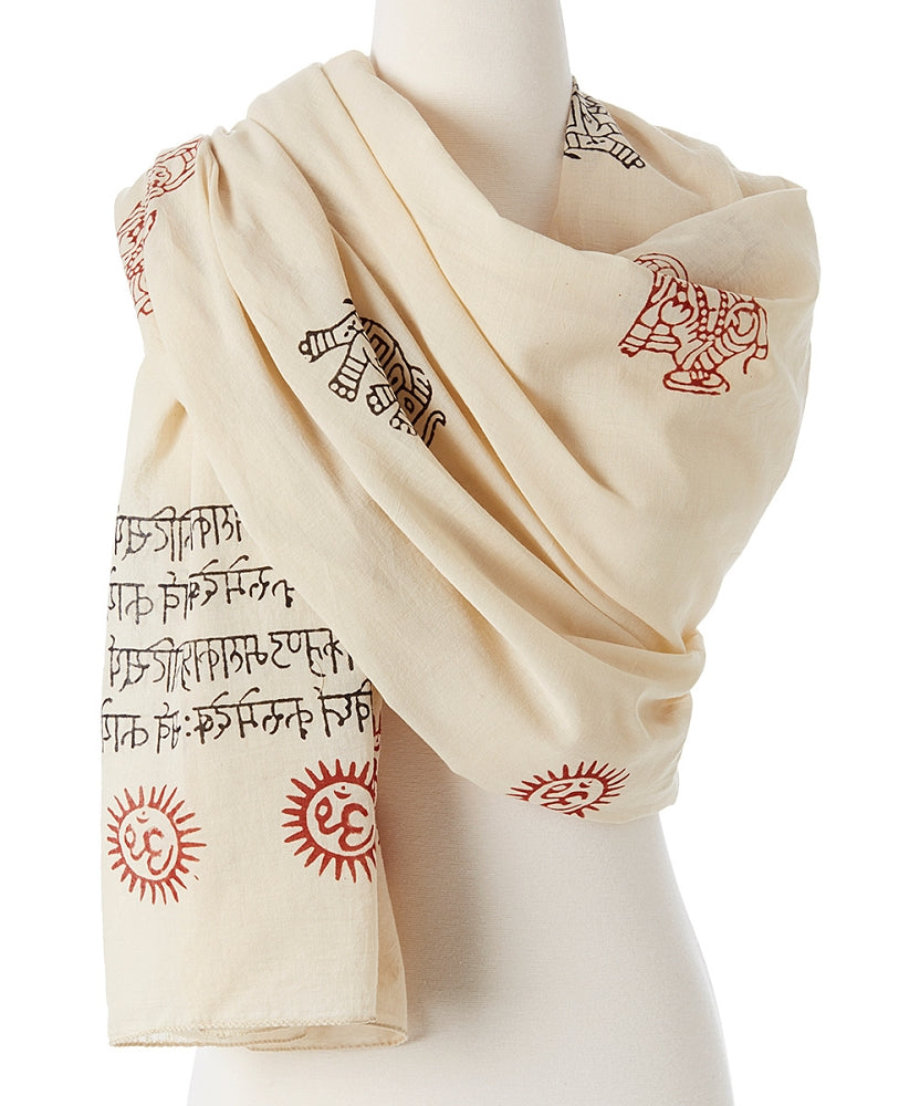 Ganesh Mantra Shawl | Color: Ecru Refurbished - N/A refurbished available on Cerqular