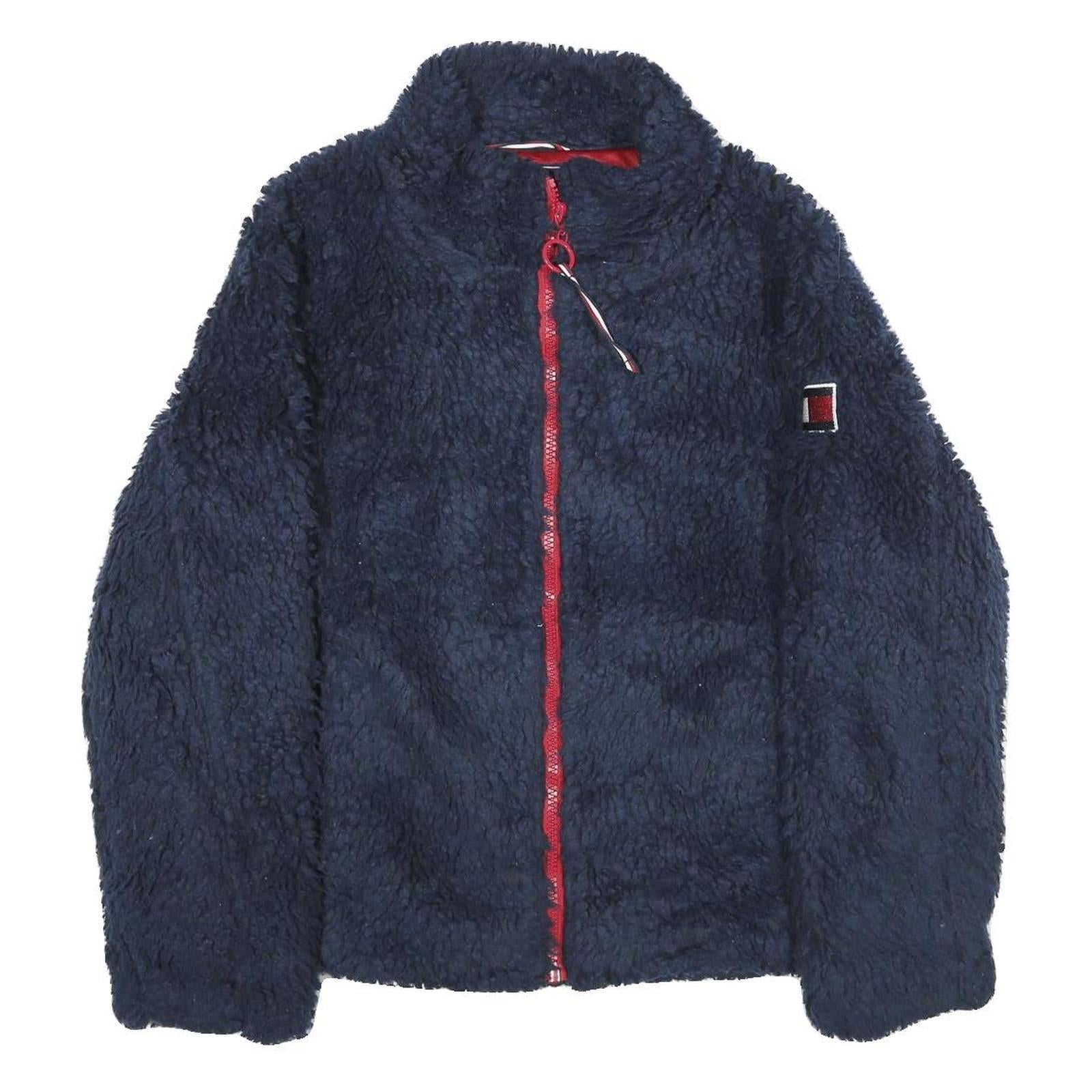 TOMMY HILFIGER Womens Navy Blue Red White Teddy Fleece Jacket M Polyester Zip Refurbished - N/A refurbished available on Cerqular