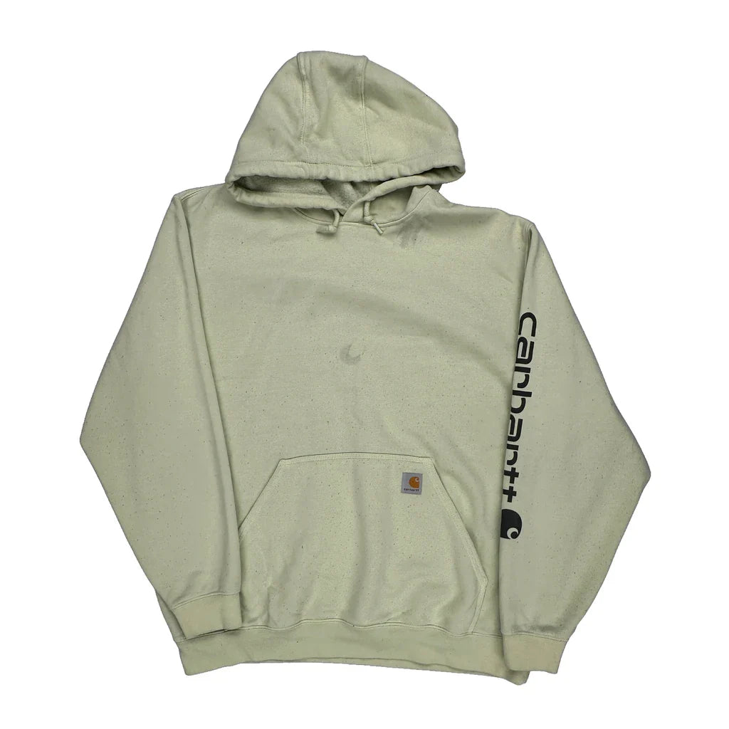 Carhartt Hoodie - XL Cream Cotton Refurbished - Thrifted (note: this is a term often used to describe second- refurbished available on Cerqular