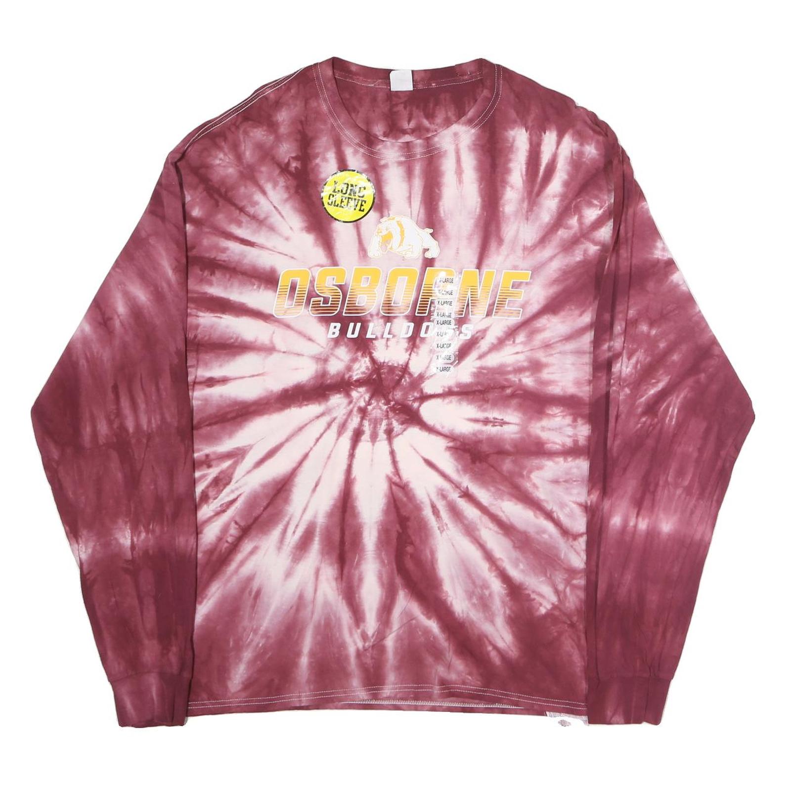 HANES Mens Maroon Tie Dye Osborne Bulldogs Graphic Long Sleeve Crew Neck XL Refurbished - N/A refurbished available on Cerqular