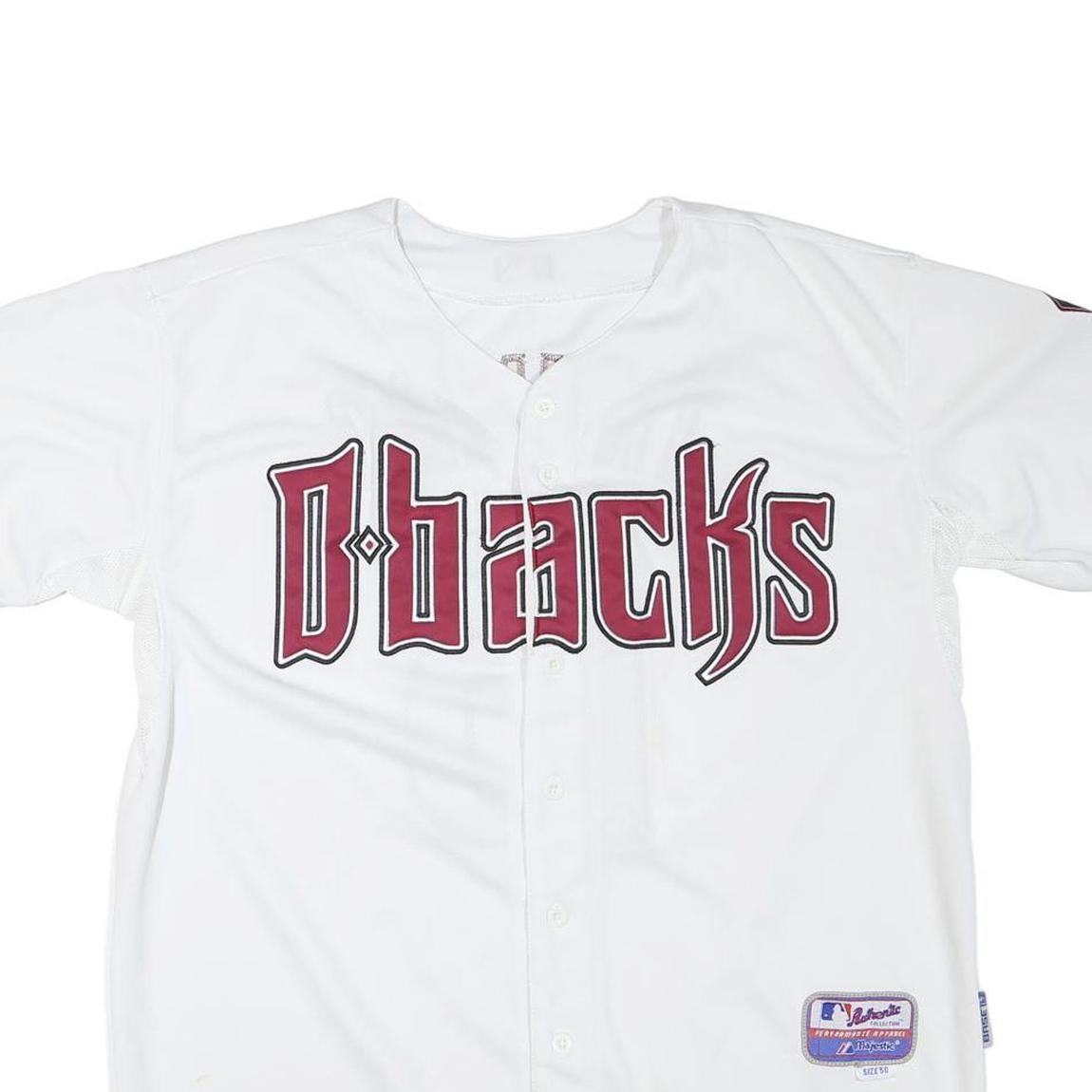 MAJESTIC Mens White Dbacks Baseball Shirt L Short Sleeve Button Neck Player Refurbished - N/A refurbished available on Cerqular