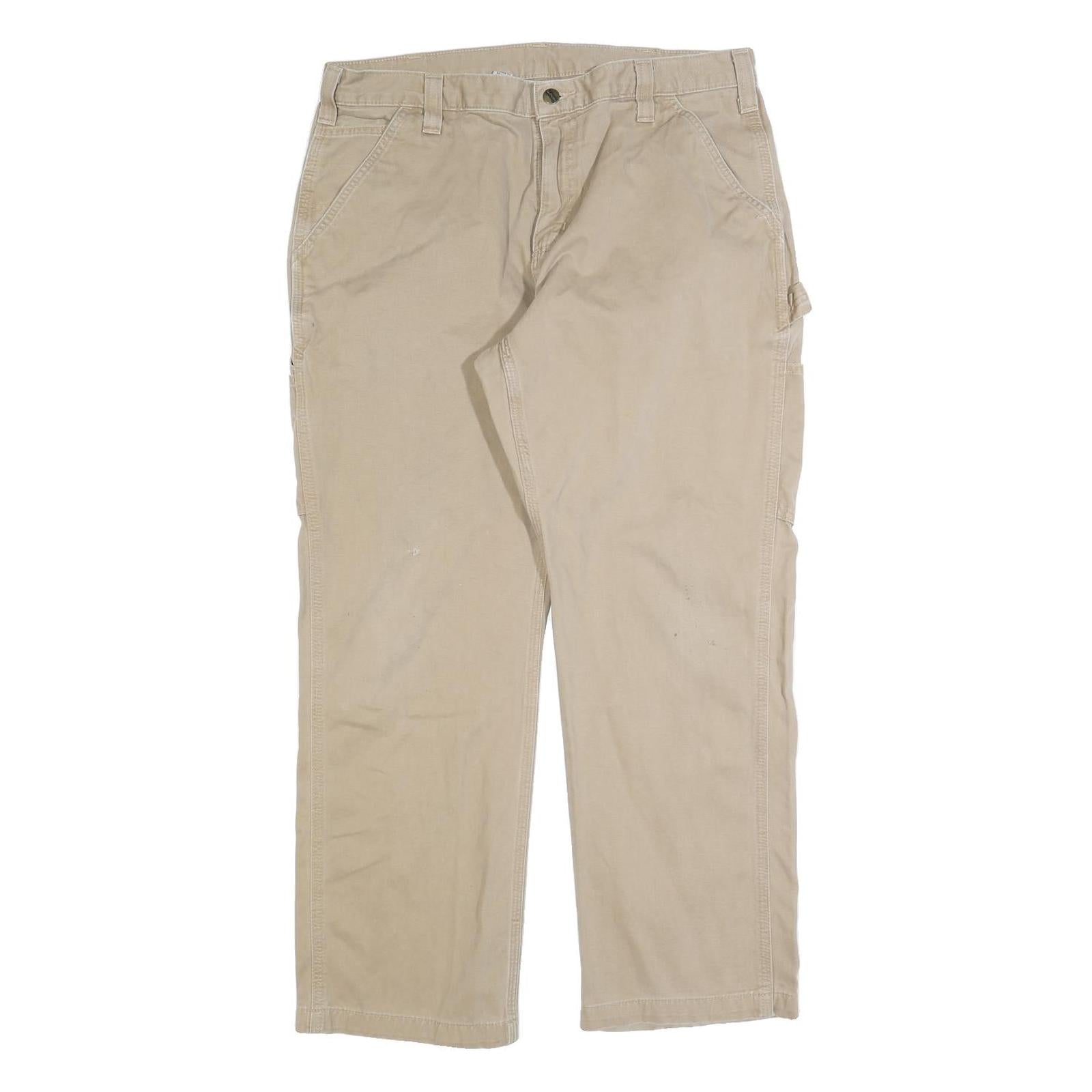 CARHARTT Mens Beige Cotton Blend Regular Fit Straight Leg Trousers W36 L30 Refurbished - N/A refurbished available on Cerqular