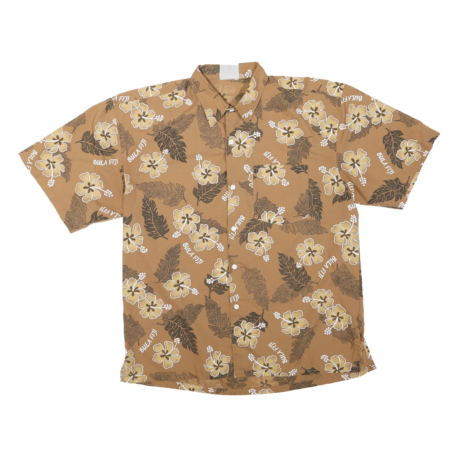 Mens Beige Cotton Blend Floral Print Casual Shirt M Short Sleeve Breathable Refurbished - N/A refurbished available on Cerqular