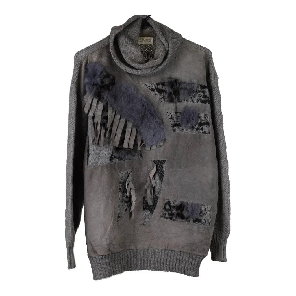 Unbranded Animal print Rollneck - Medium Grey Wool Blend Refurbished - Thrifted (note: this is a term often used to describe second- refurbished available on Cerqular
