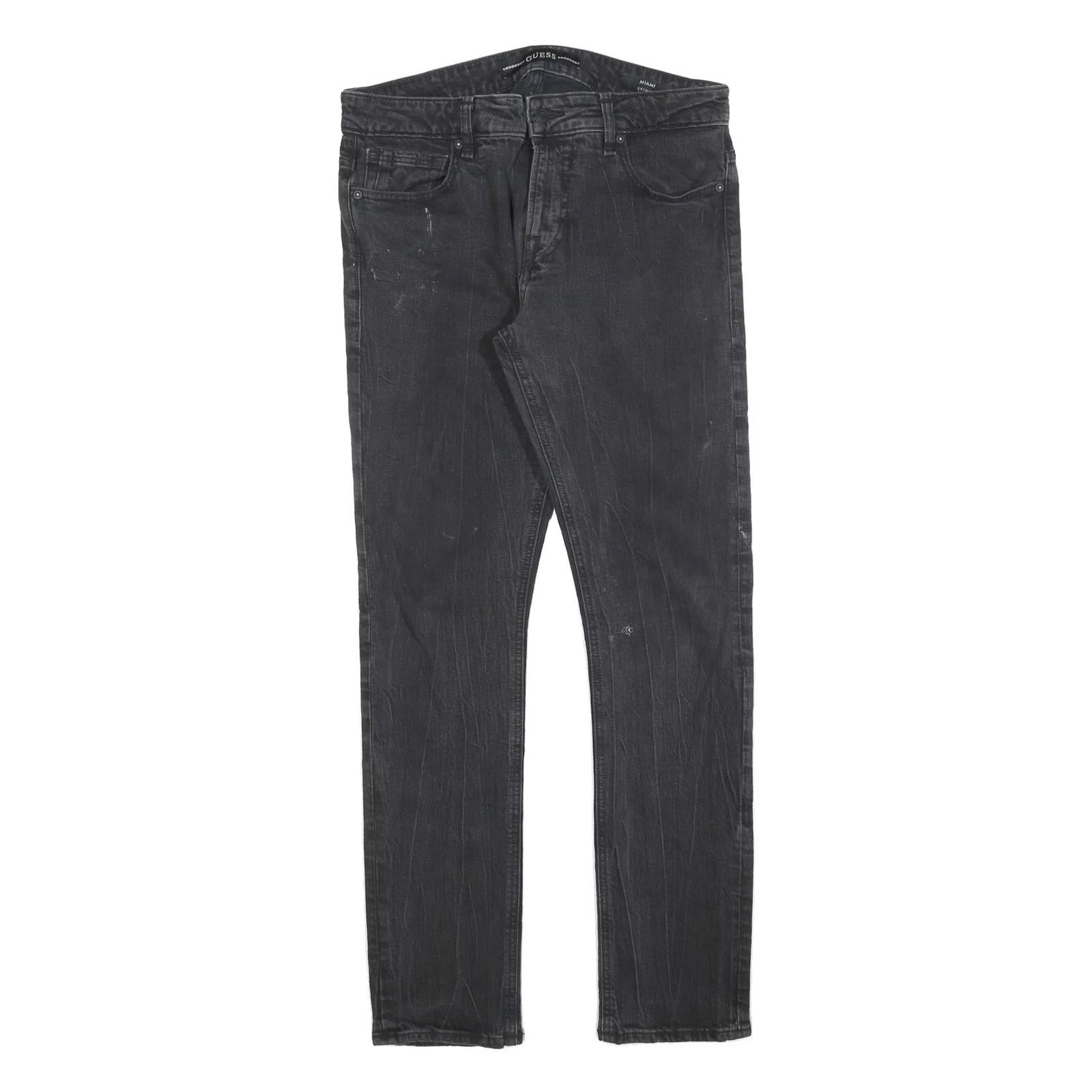GUESS Mens Jeans Black Slim Skinny Denim W33 L30 Stylish Zip Cotton Blend Refurbished - N/A refurbished available on Cerqular