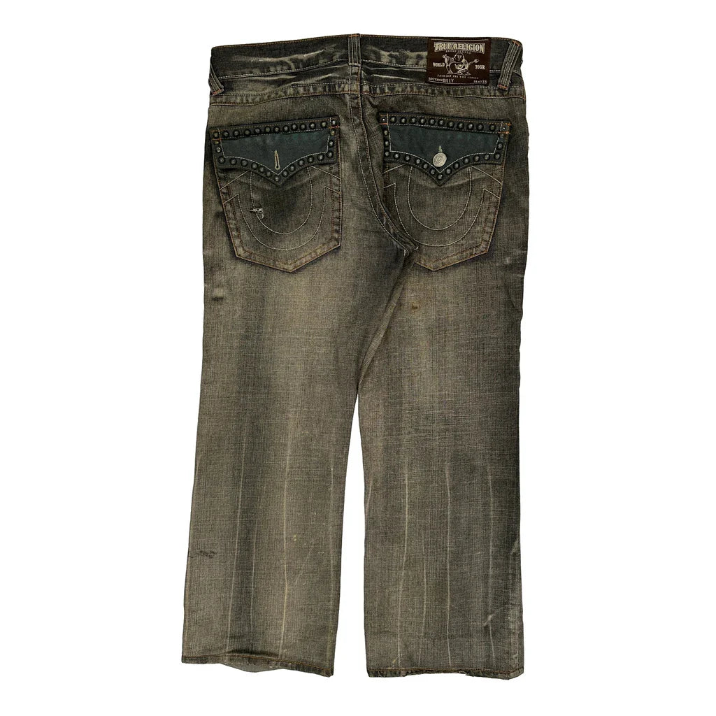 True Religion Studded Jeans - 38W 26L Grey Cotton Refurbished - Thrifted (note: this is a term often used to describe second- refurbished available on Cerqular