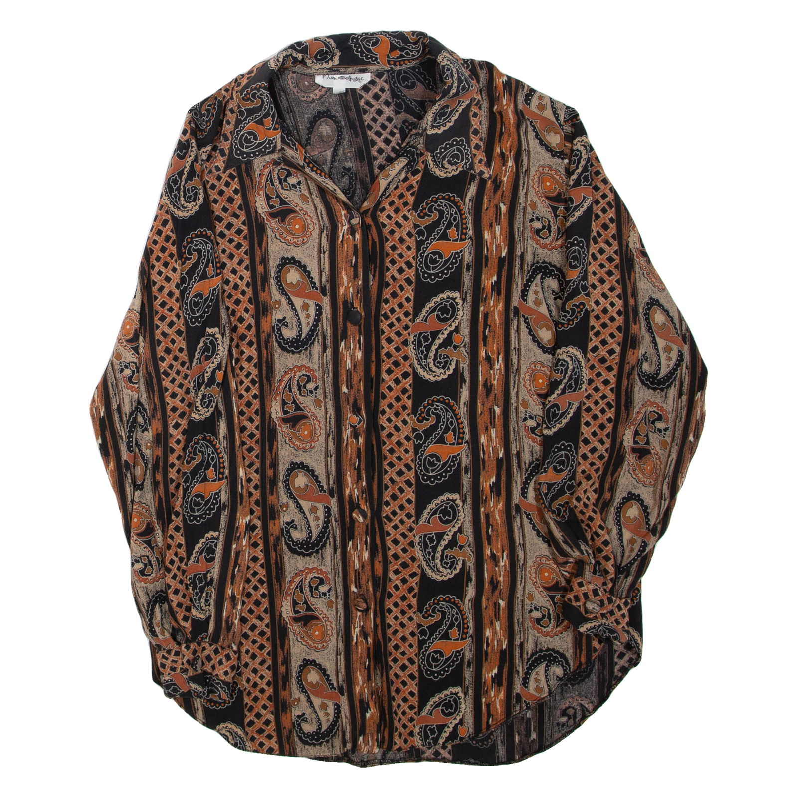 MISS SELFRIDGE Womens Printed Shirt Black Collared Long Sleeve Paisley L Refurbished - N/A refurbished available on Cerqular