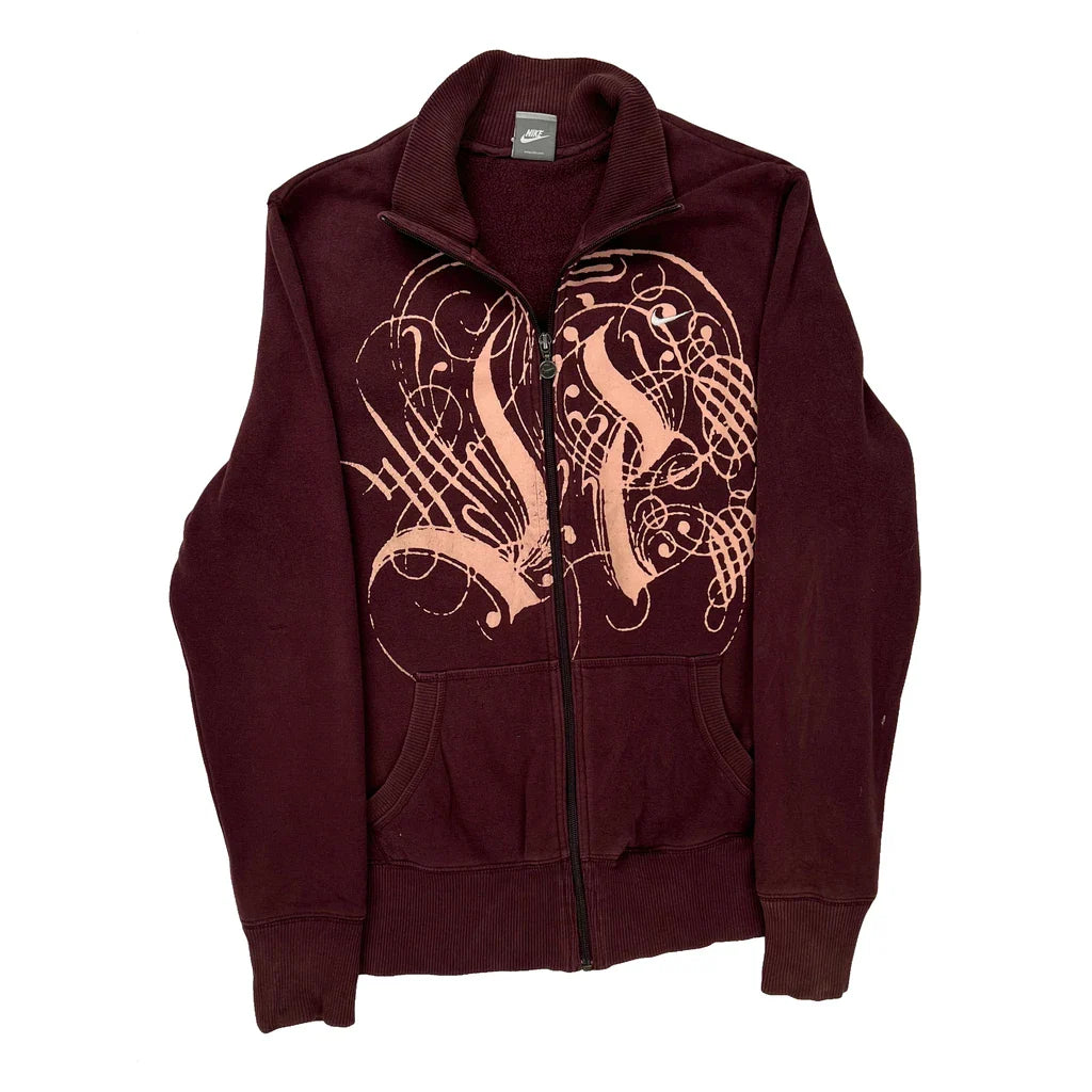 Nike Zip Up - XL Burgundy Cotton Blend Refurbished - Thrifted (note: this is a term often used to describe second- refurbished available on Cerqular
