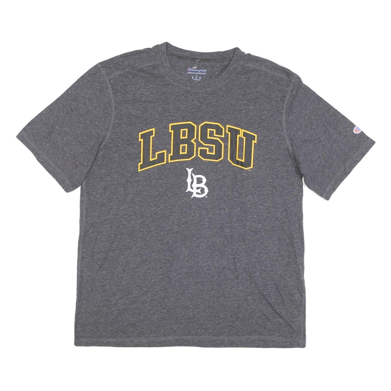 CHAMPION Mens Grey LBSU Graphic T-Shirt L Short Sleeve Crew Neck Cotton Refurbished - N/A refurbished available on Cerqular
