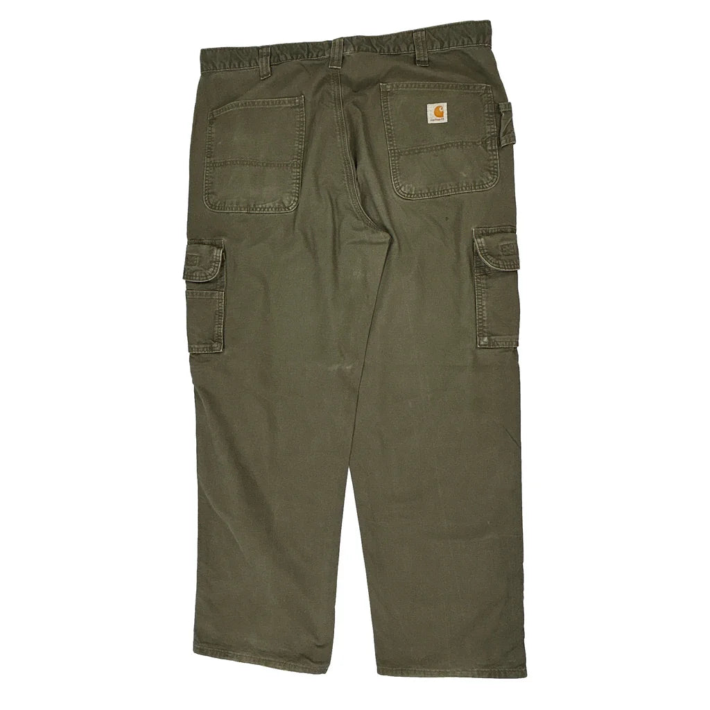 Carhartt Cargo Trousers - 38W 32L Green Cotton Refurbished - Thrifted (note: this is a term often used to describe second- refurbished available on Cerqular