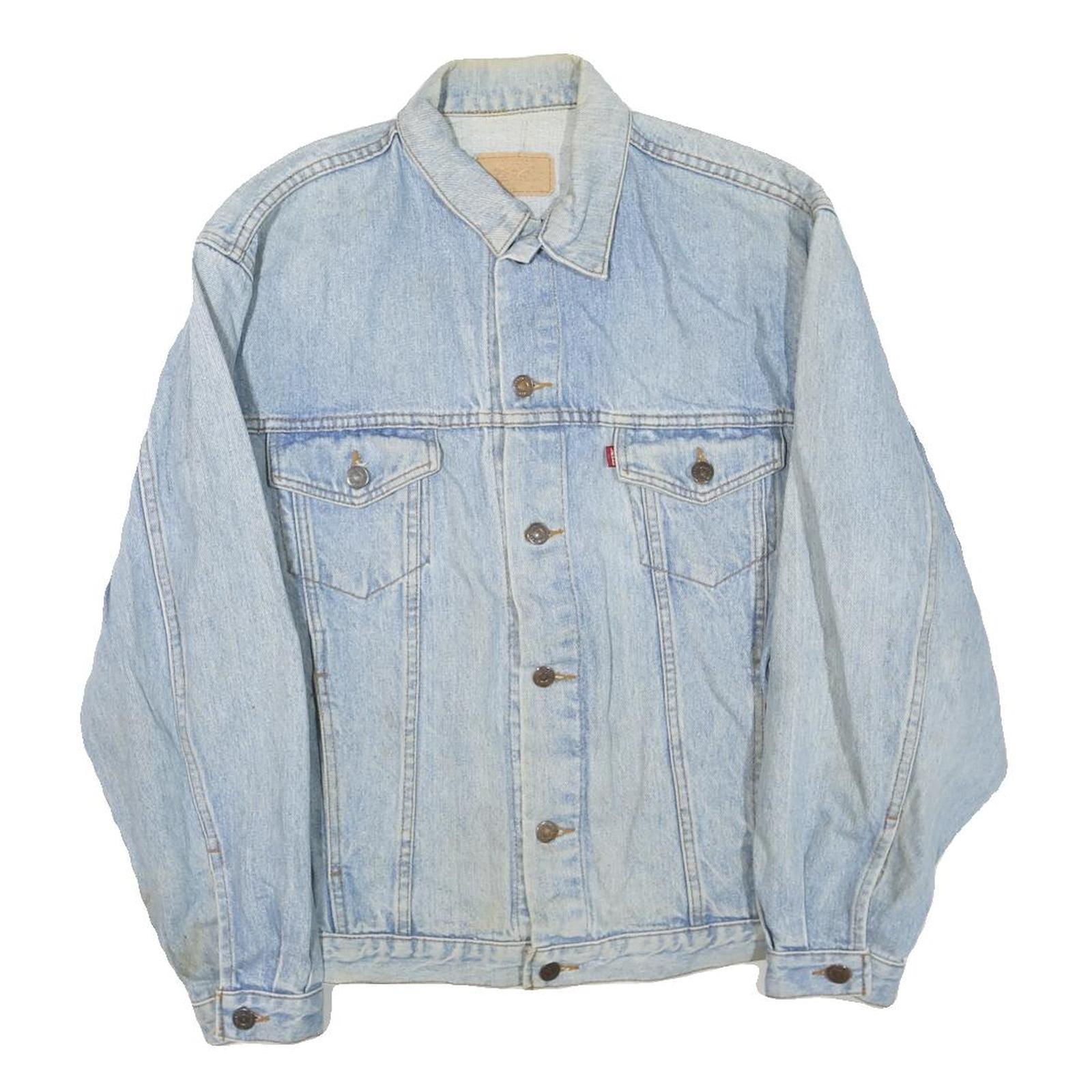 LEVI'S Mens Blue Cotton Blend Denim Jacket L Button Closure Classic Fit Casual Refurbished - N/A refurbished available on Cerqular