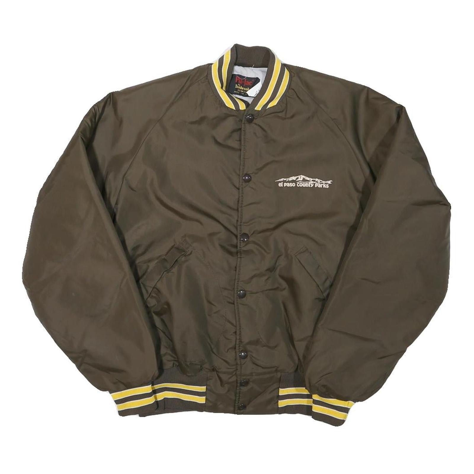 PLA-JAC Mens Brown & Yellow Button Jacket XS Polyester Blend Plain Vintage Refurbished - N/A refurbished available on Cerqular