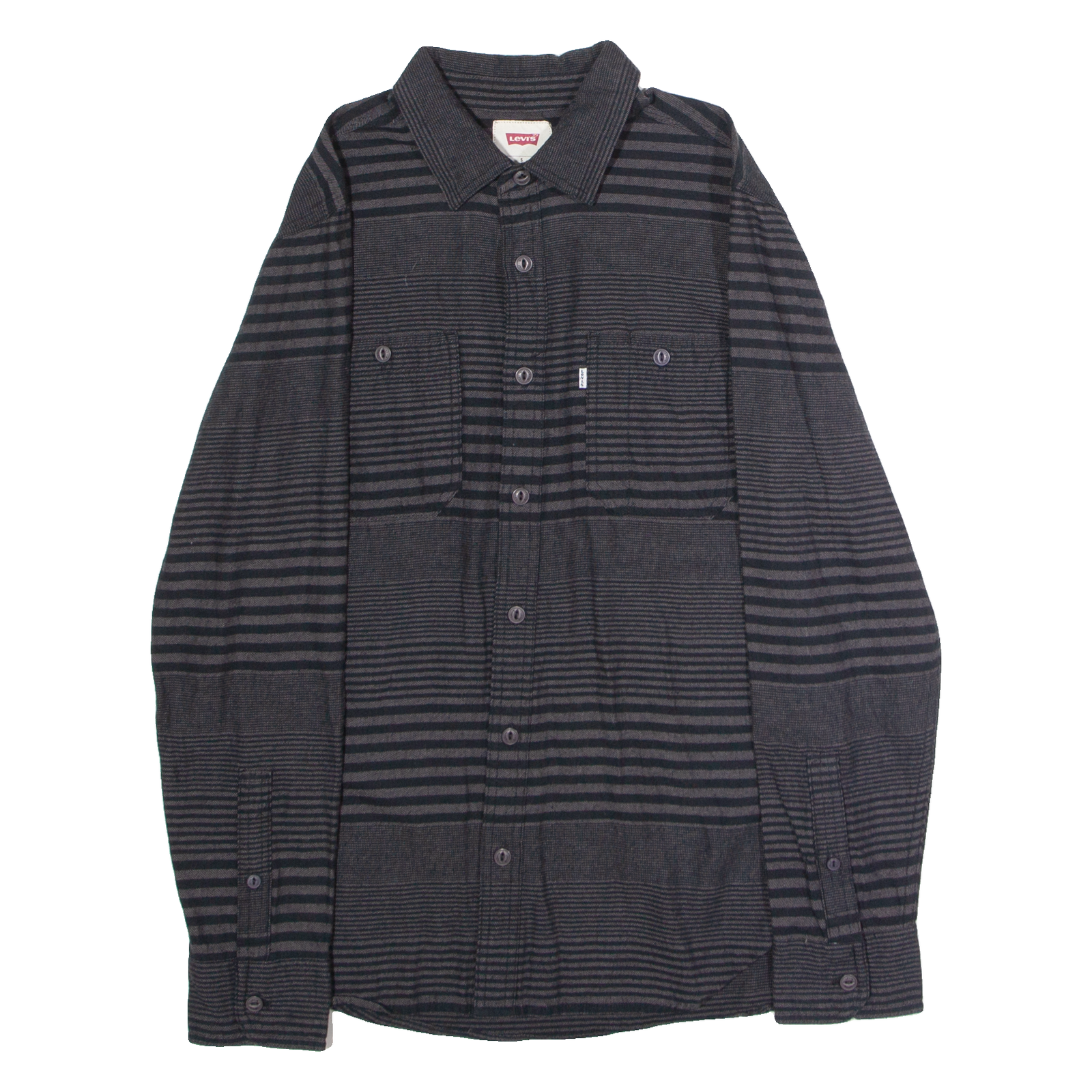 LEVI'S Mens Shirt Black 90s Striped Long Sleeve S Refurbished - N/A refurbished available on Cerqular