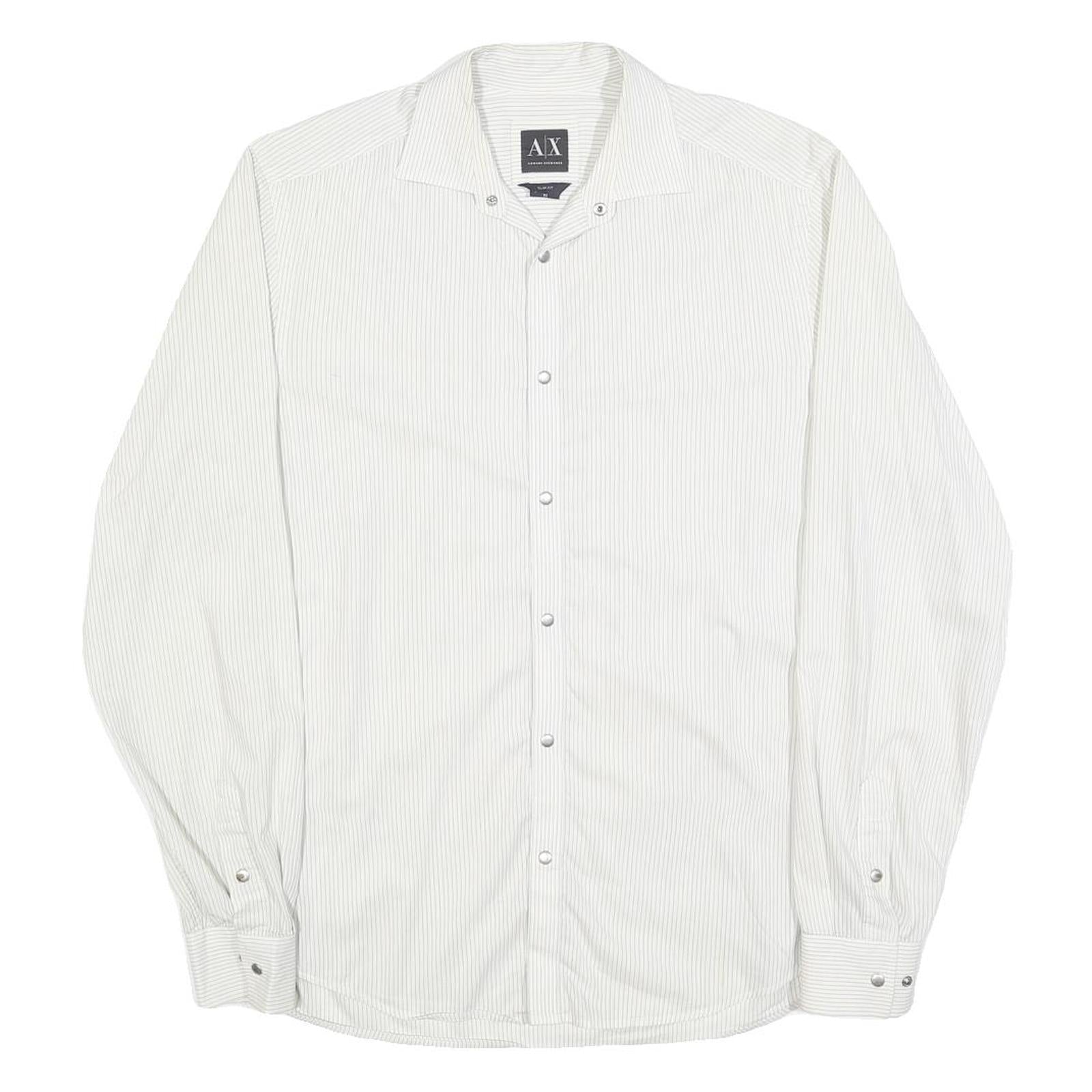 Buy ARMANI EXCHANGE Mens White & Grey Pinstripe Shirt XS Button Up Cotton Blend Refurbished - $36.39 ARMANI EXCHANGE Mens White & Grey Pinstripe Shirt XS Button Up Cotton Blend Refurbished - N/A refurbished available on Cerqular