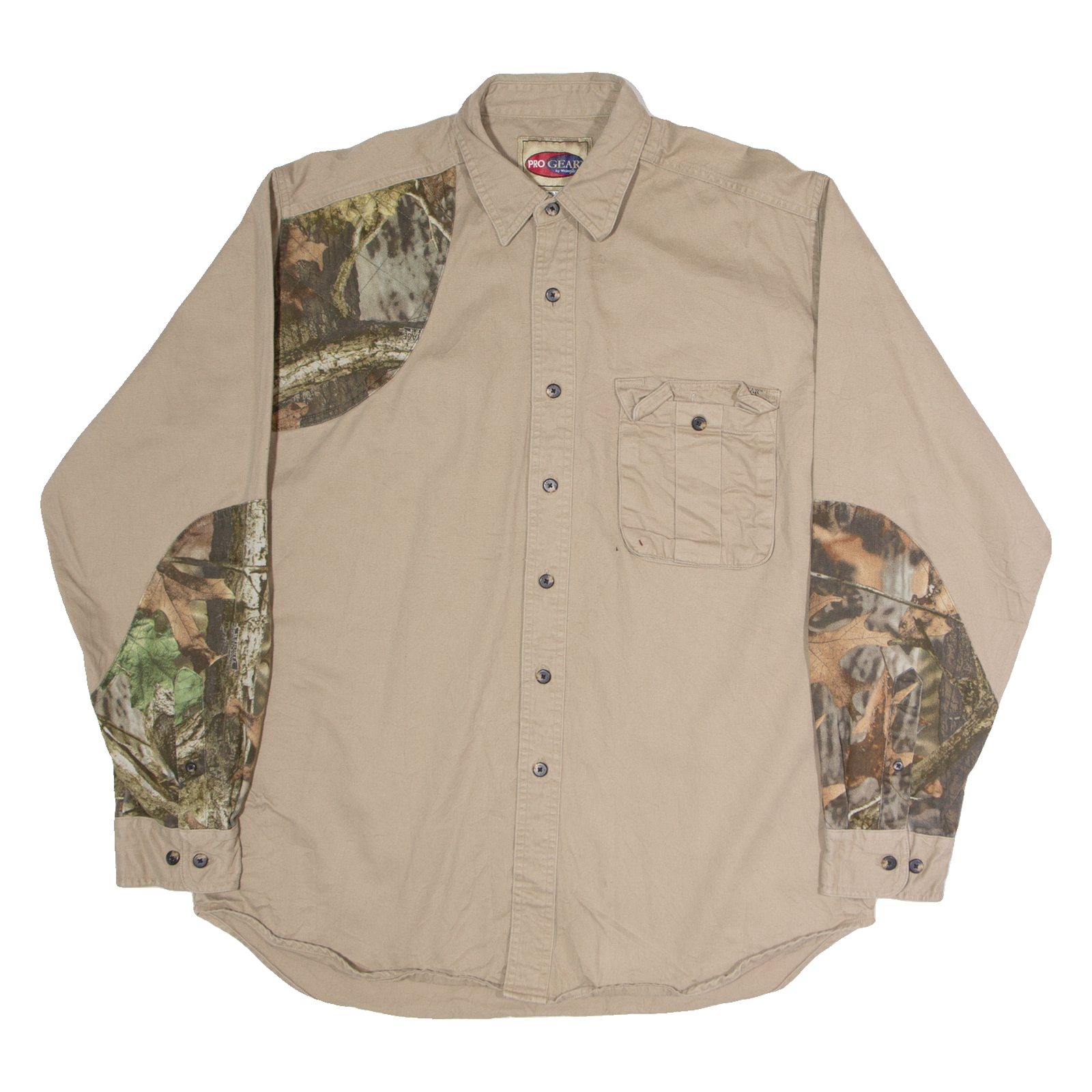 PRO GEAR Mens Plain Shirt Brown Long Sleeve L Refurbished - N/A refurbished available on Cerqular