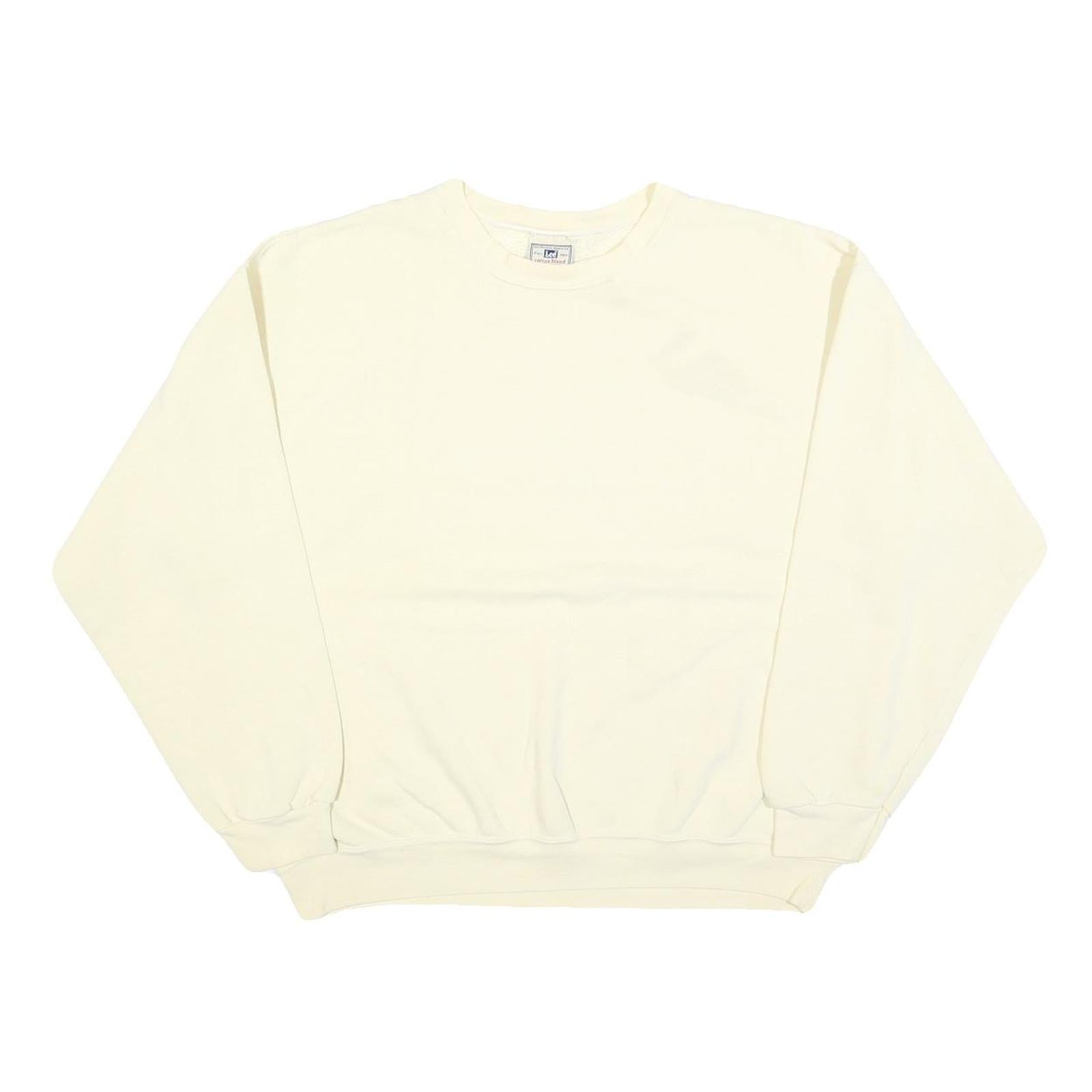LEE Womens Cream Sweatshirt Crew Neck L Cotton Blend Pullover Casual Refurbished - N/A refurbished available on Cerqular