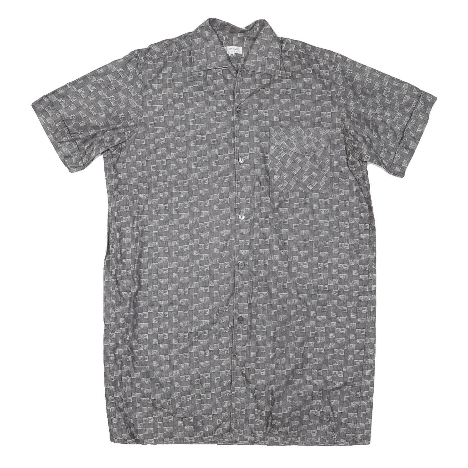 ACKERMANN Mens Grey Pattern Cotton Blend Shirt L Casual Summer Stylish Refurbished - N/A refurbished available on Cerqular