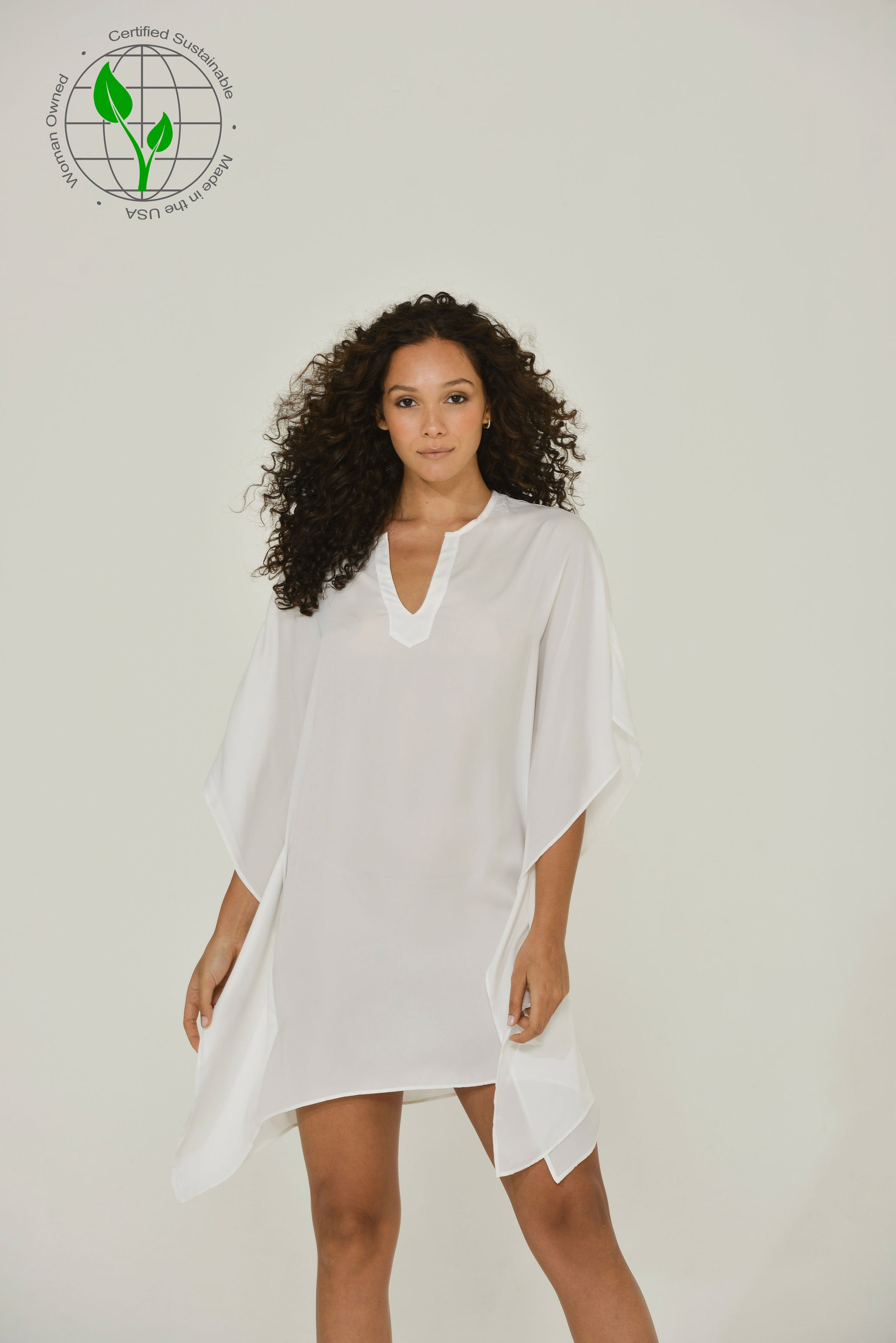 White Chiffon Caftan Tunic Top / Caftan Tunic Dress | Size: M | Color: #f8f8ff Refurbished - N/A (Intention Fashion is not a well-known brand) refurbished available on Cerqular