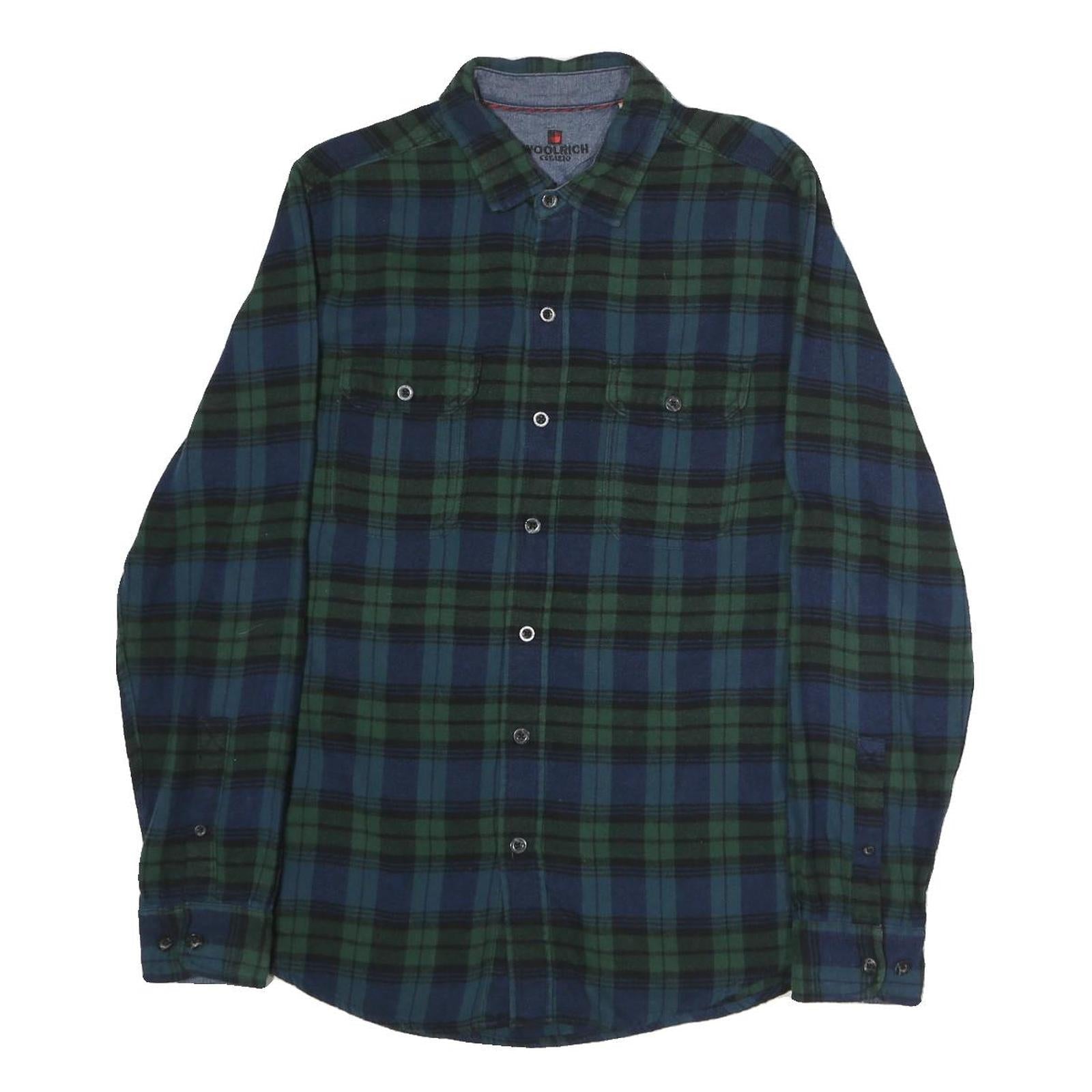 WOOLRICH Mens Blue & Green Check Shirt M Cotton Casual Classic Button Collar Refurbished - N/A refurbished available on Cerqular