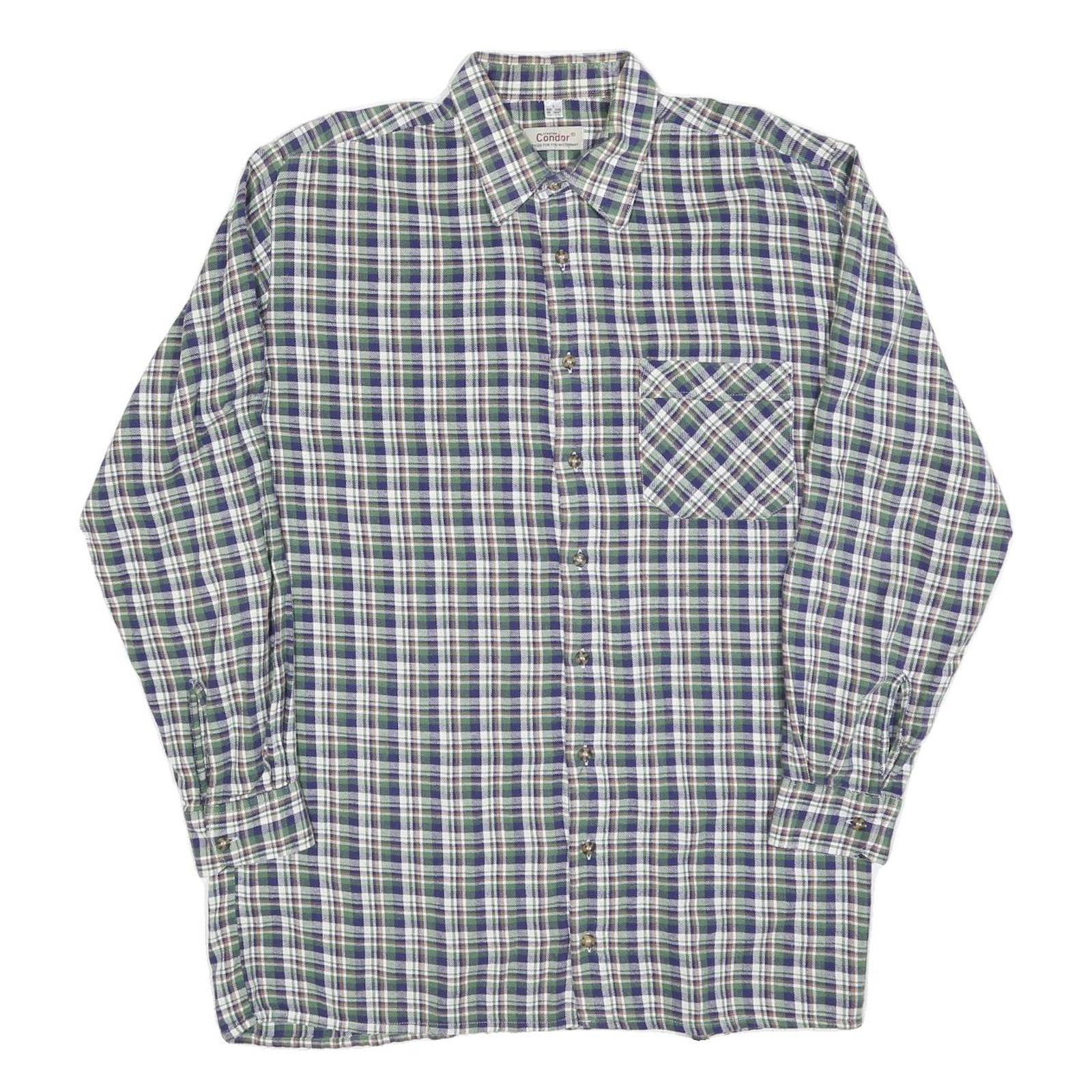 CONDOR Mens Blue Green Check Shirt L Cotton Blend Casual Long Sleeve Refurbished - N/A refurbished available on Cerqular