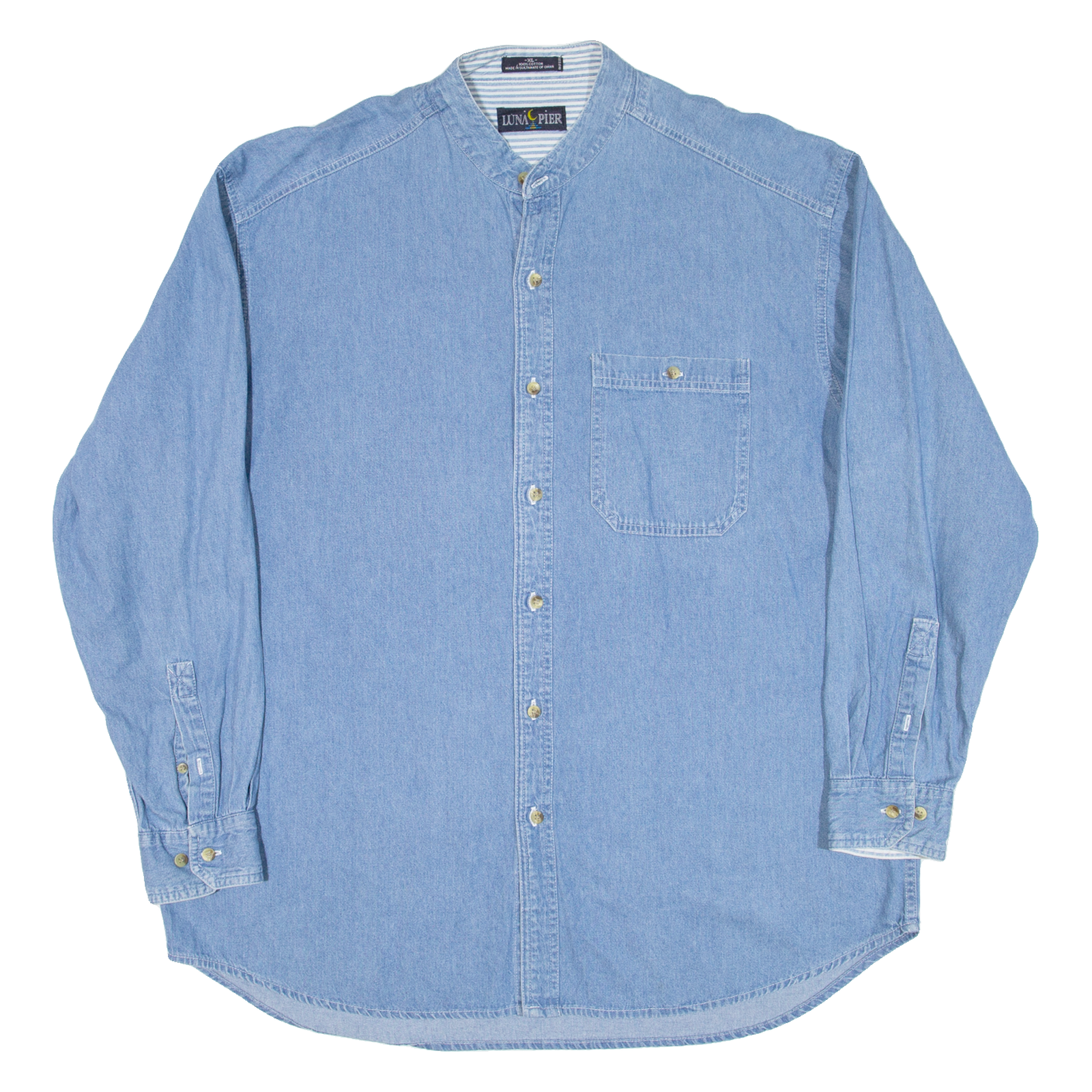 LUNA PIER Mens Denim Shirt Blue Long Sleeve XL Refurbished - N/A refurbished available on Cerqular