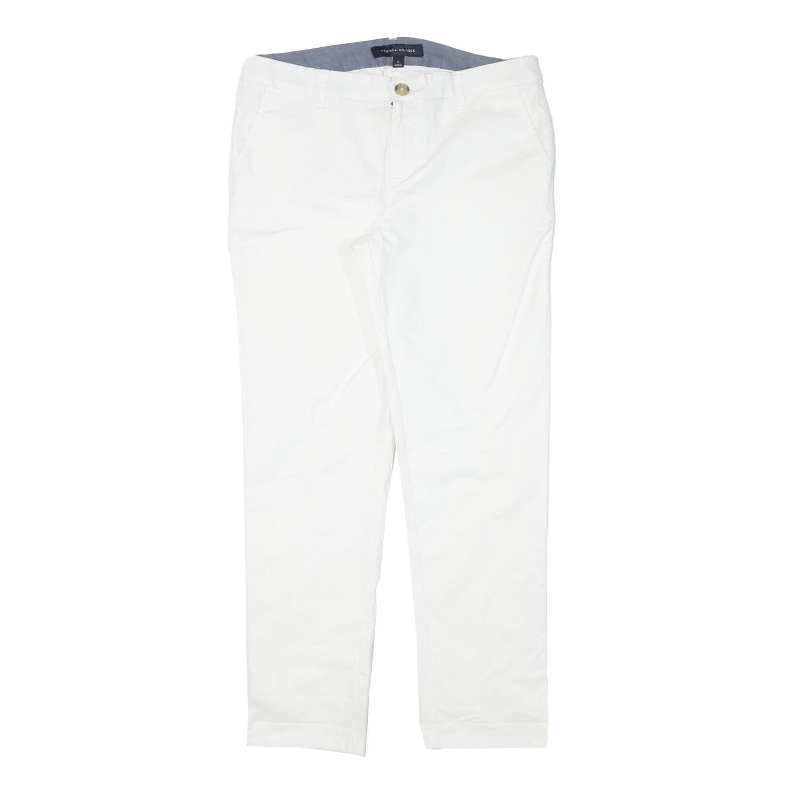 TOMMY HILFIGER Womens Cotton Blend White Slim Leg Trousers W32 L28 Zip Casual Refurbished - N/A refurbished available on Cerqular