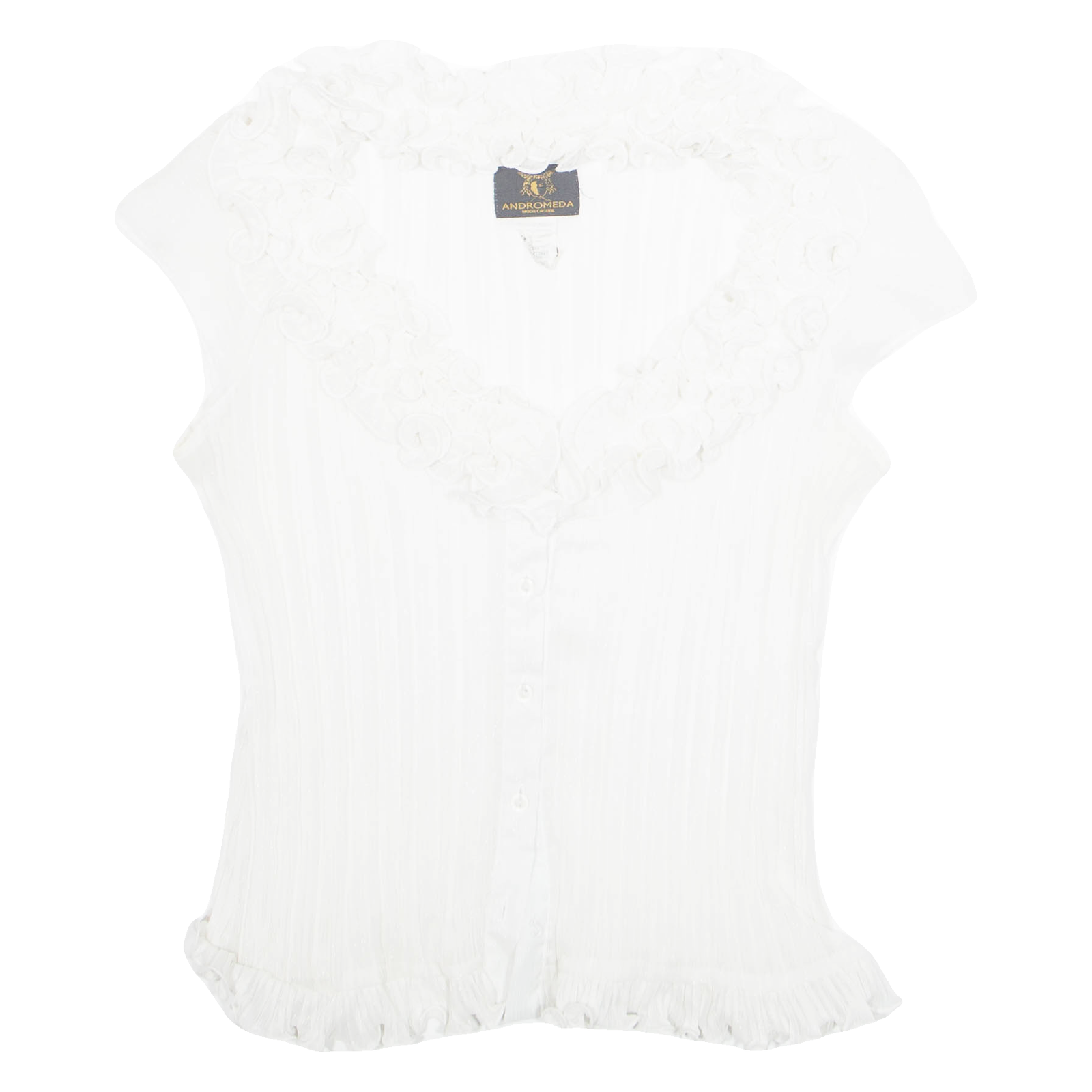 ANDROMEDA Womens Top White V-Neck Sleeveless M Refurbished - N/A refurbished available on Cerqular
