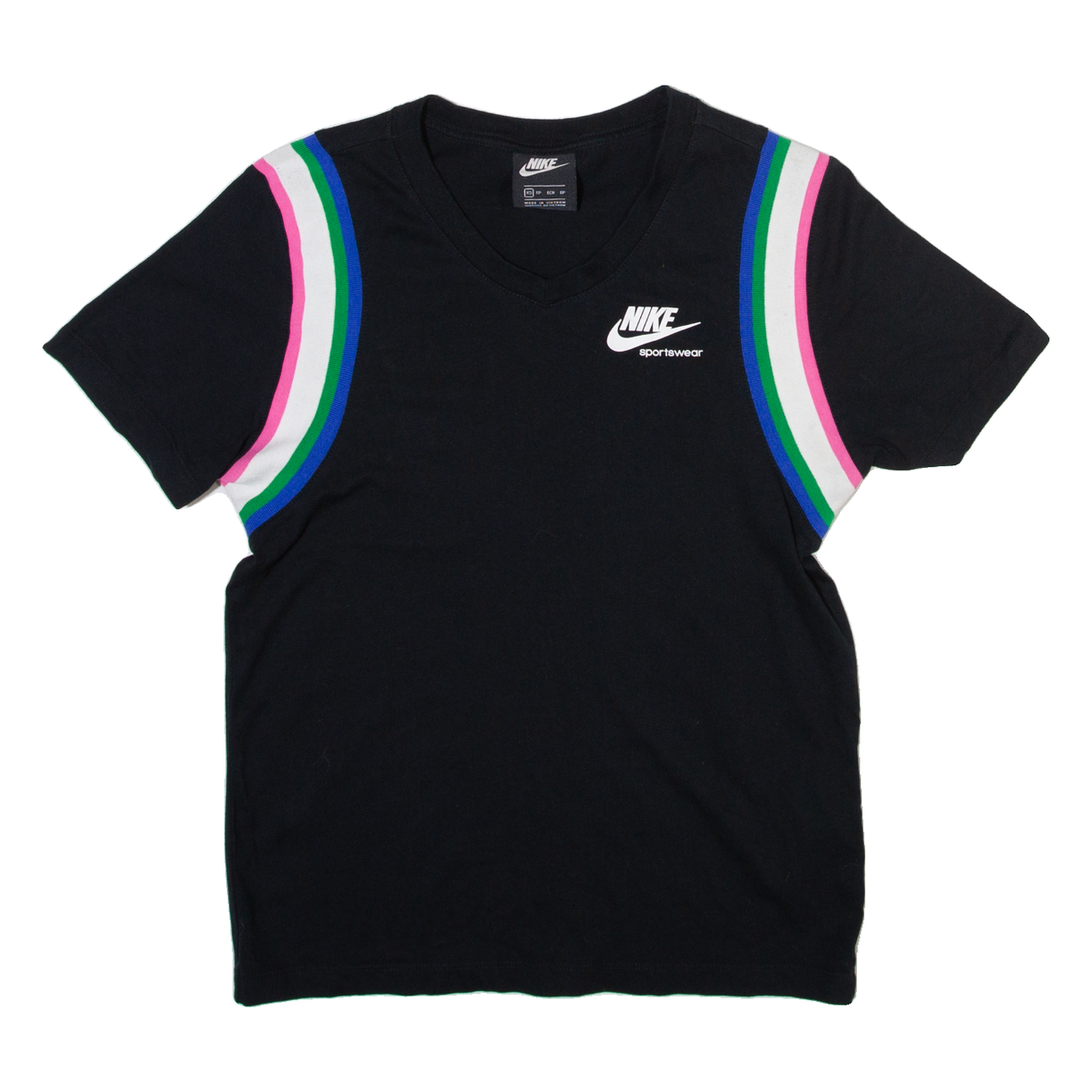 NIKE Womens T-Shirt Black V-Neck XS Refurbished - N/A refurbished available on Cerqular
