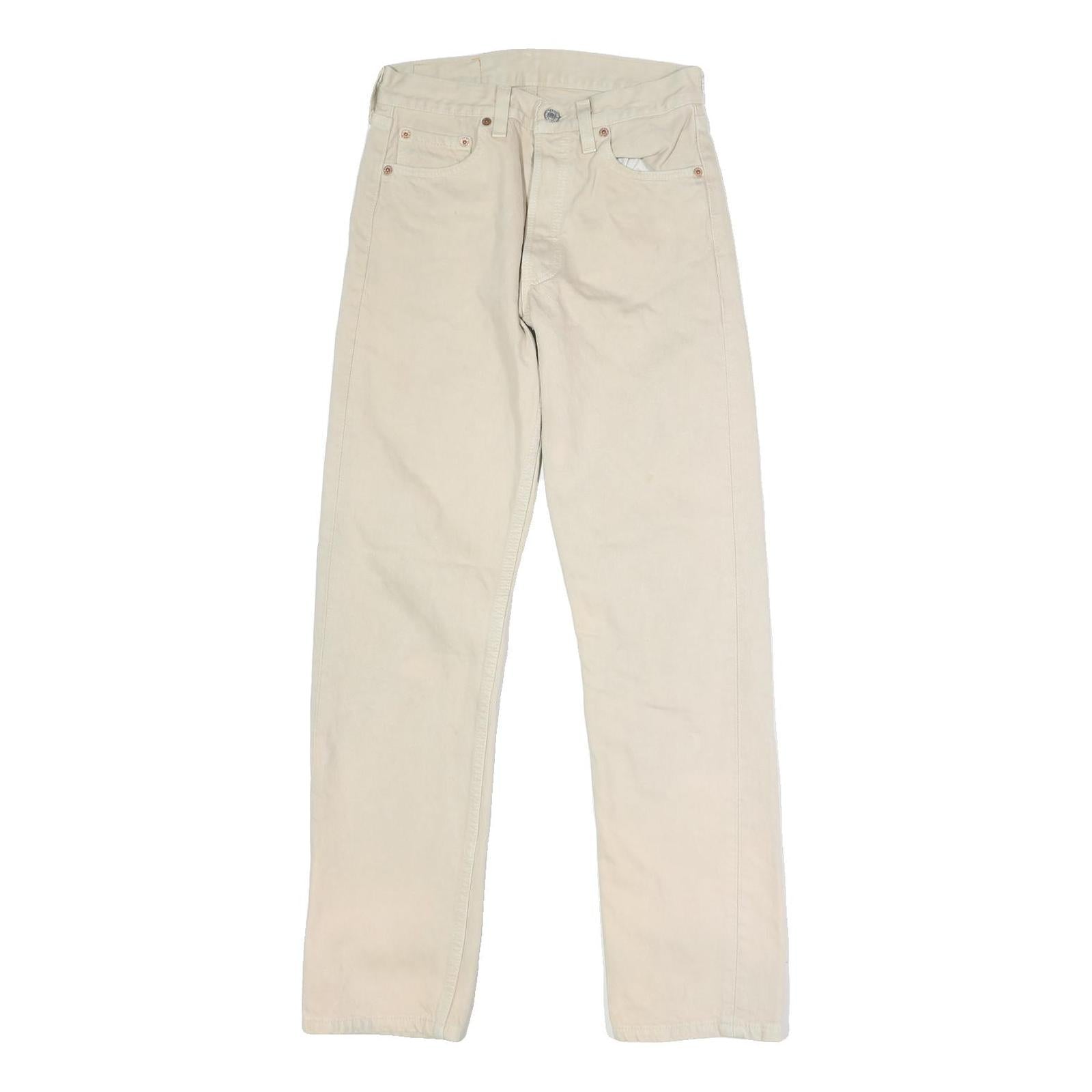 LEVI'S 501 Mens Jeans Cream Regular Straight Denim Raw W28 L29 Classic Button Refurbished - N/A refurbished available on Cerqular