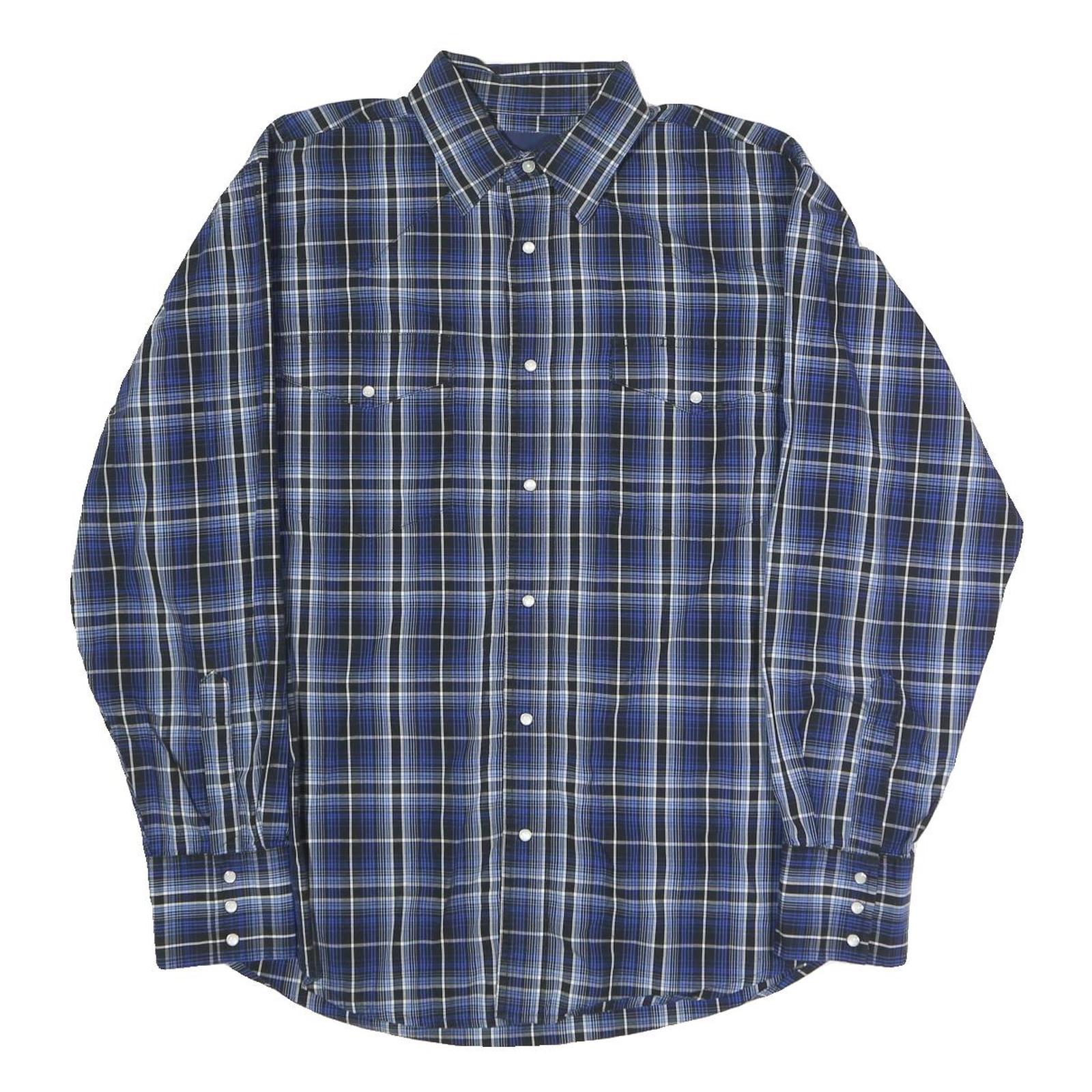 WRANGLER Mens Blue & Black Check Shirt L Western Cotton Blend Casual Button Refurbished - N/A refurbished available on Cerqular