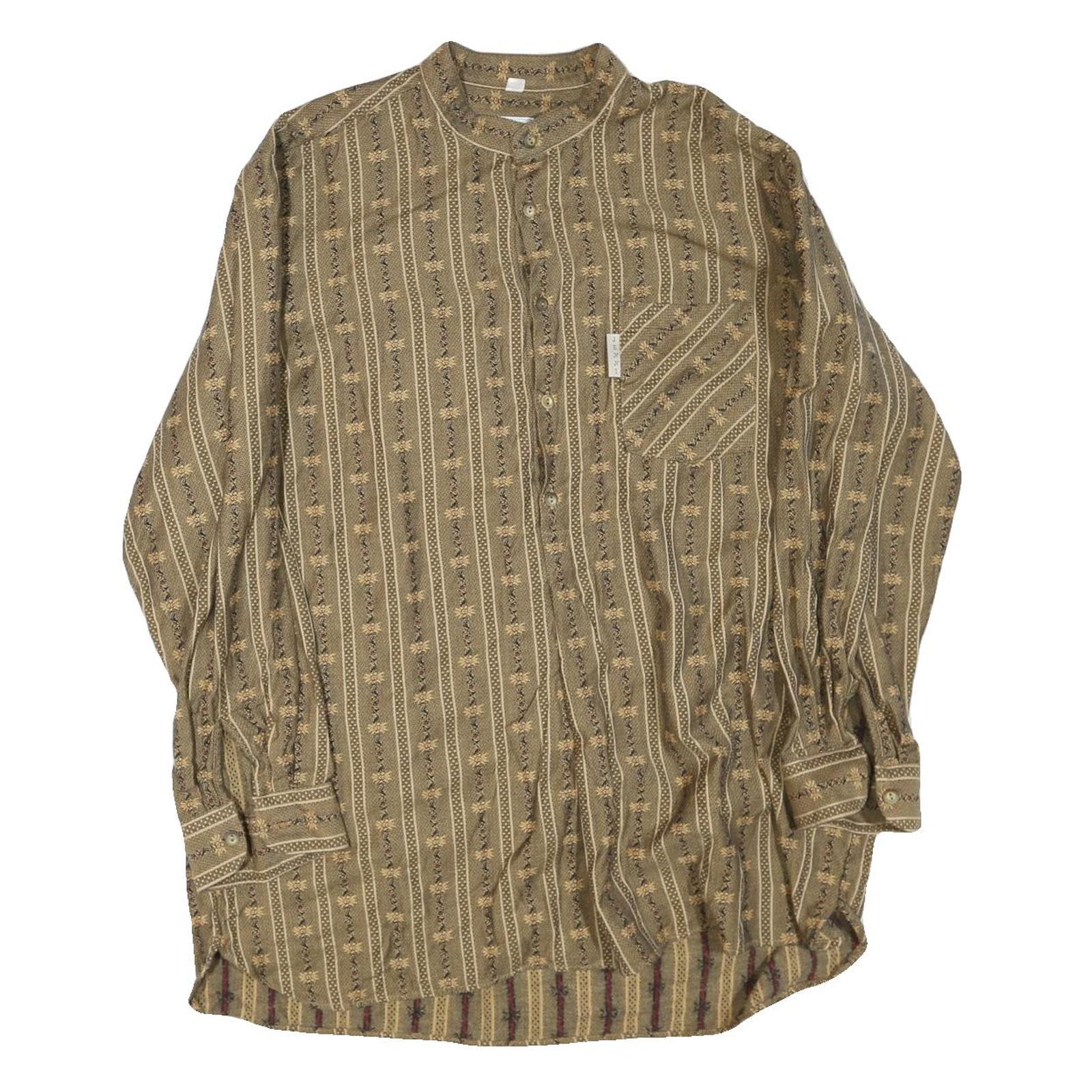 JENNI Womens Brown Plain Shirt Long Sleeve Band Collar S Patterned Cotton Blend Refurbished - N/A refurbished available on Cerqular