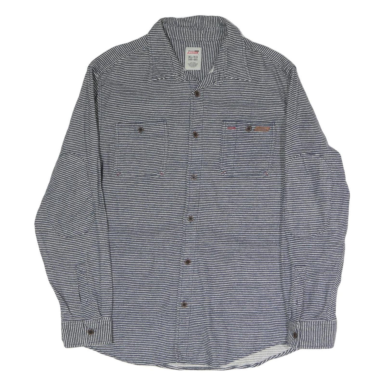 DICKIES Mens Blue & White Striped Shirt XL Cotton Blend Workwear Casual Refurbished - N/A refurbished available on Cerqular