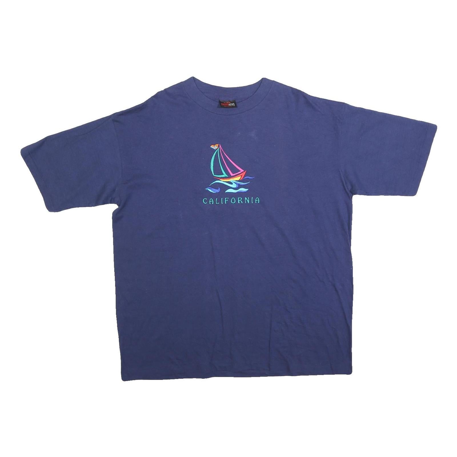 TODAYS NEWS Mens Blue California Graphic T-Shirt XL Short Sleeve Crew Neck Refurbished - N/A refurbished available on Cerqular