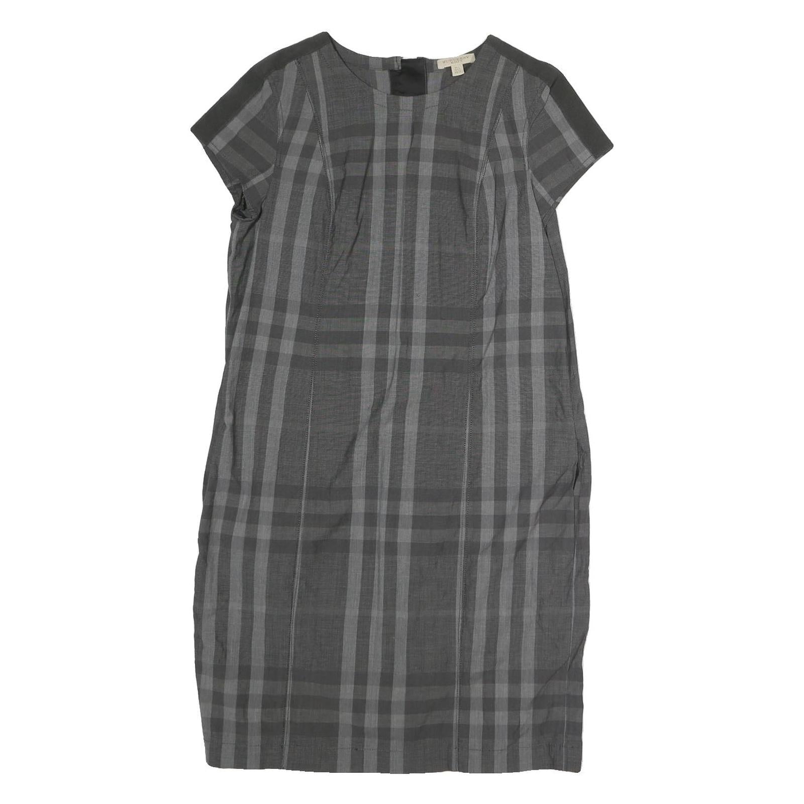 BURBERRY BRIT Womens Grey Check Day Dress Polyester Short Sleeve UK 12 Refurbished - N/A refurbished available on Cerqular