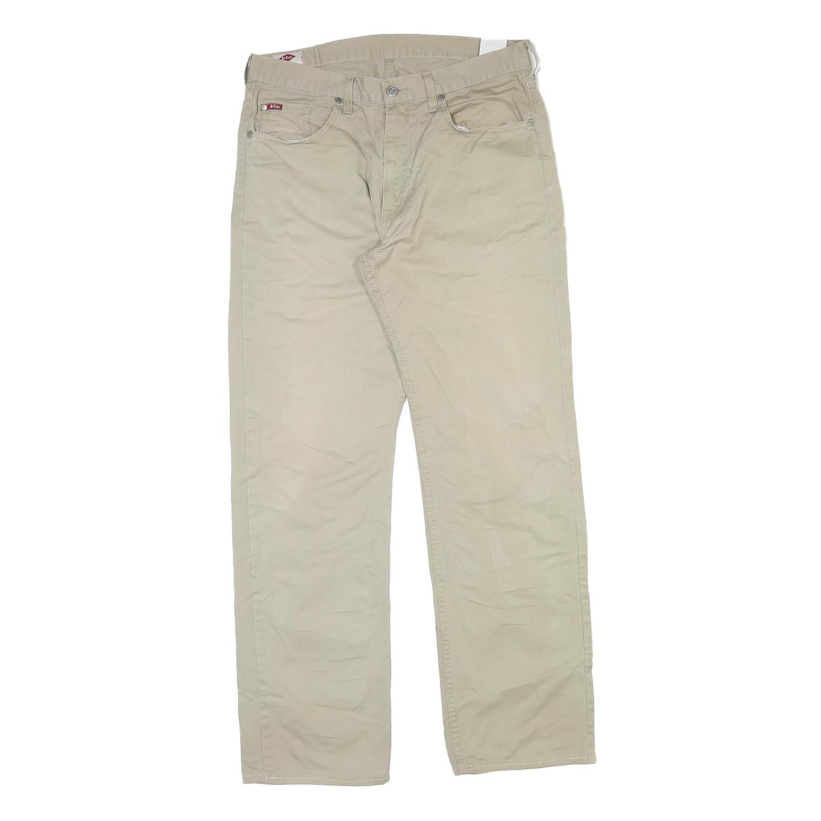 LEE COOPER Mens Cotton Blend Beige Regular Fit Straight Leg Trousers W32 L31 Refurbished - N/A refurbished available on Cerqular