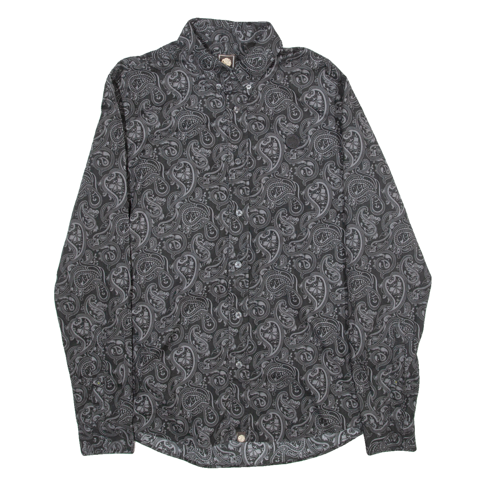 PRETTY GREEN Slim Fit Mens Shirt Grey Crazy Pattern Long Sleeve S Refurbished - N/A refurbished available on Cerqular