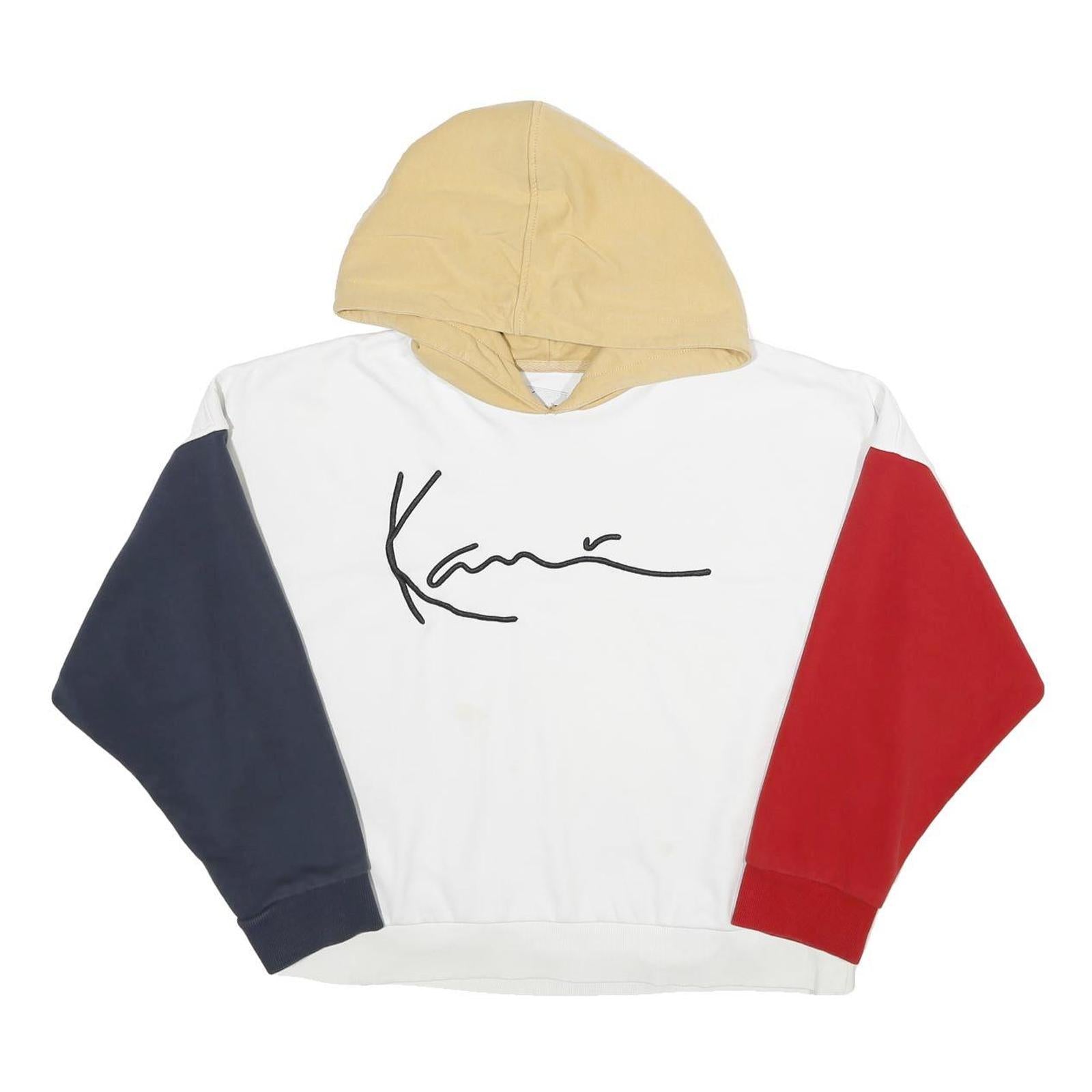 KARL KANI Womens Beige & White Hoodie S Colour Block Cotton Blend Casual Refurbished - N/A refurbished available on Cerqular