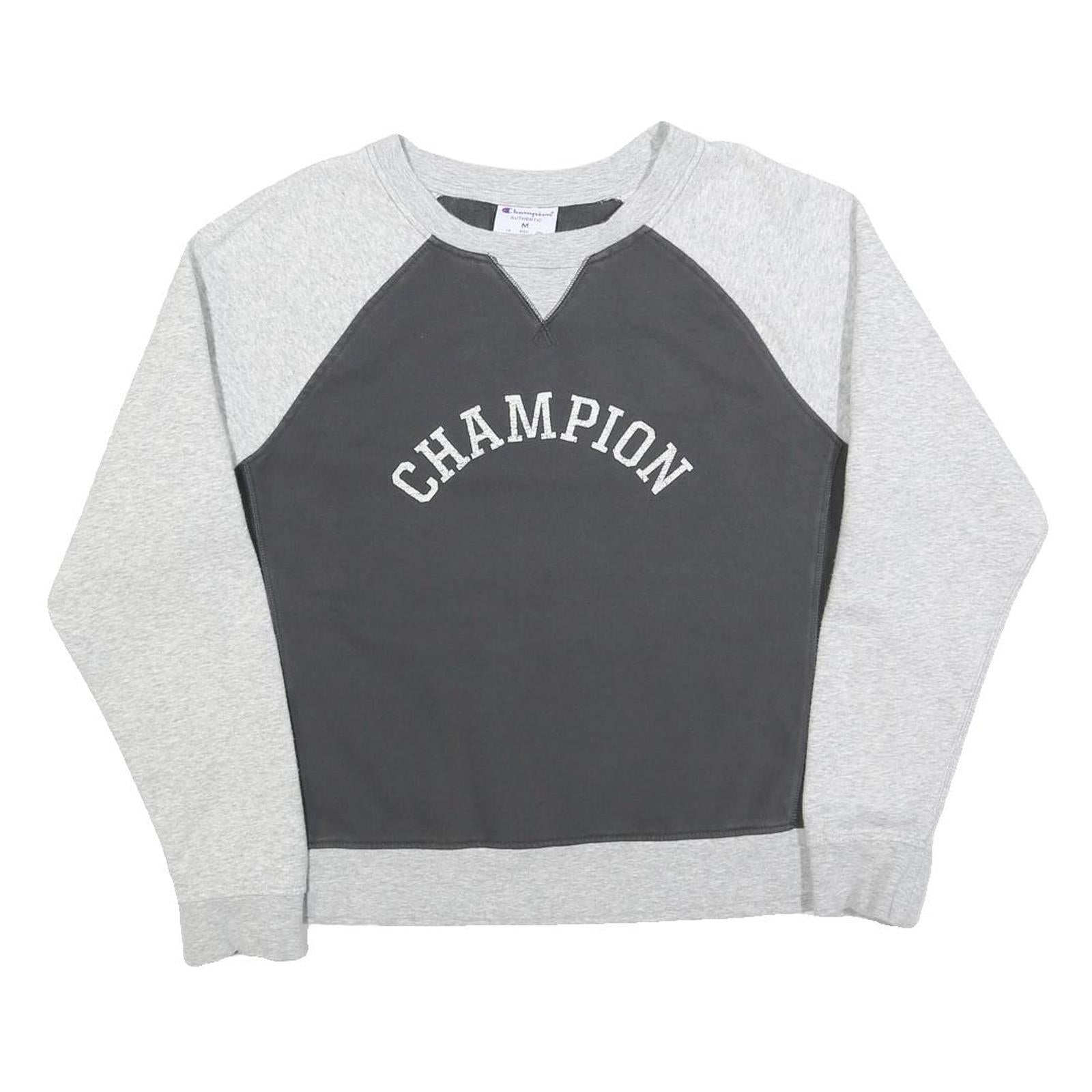 CHAMPION Womens Grey & Dark Grey Cotton Blend Crew Neck M Sweatshirt Casual Refurbished - N/A refurbished available on Cerqular