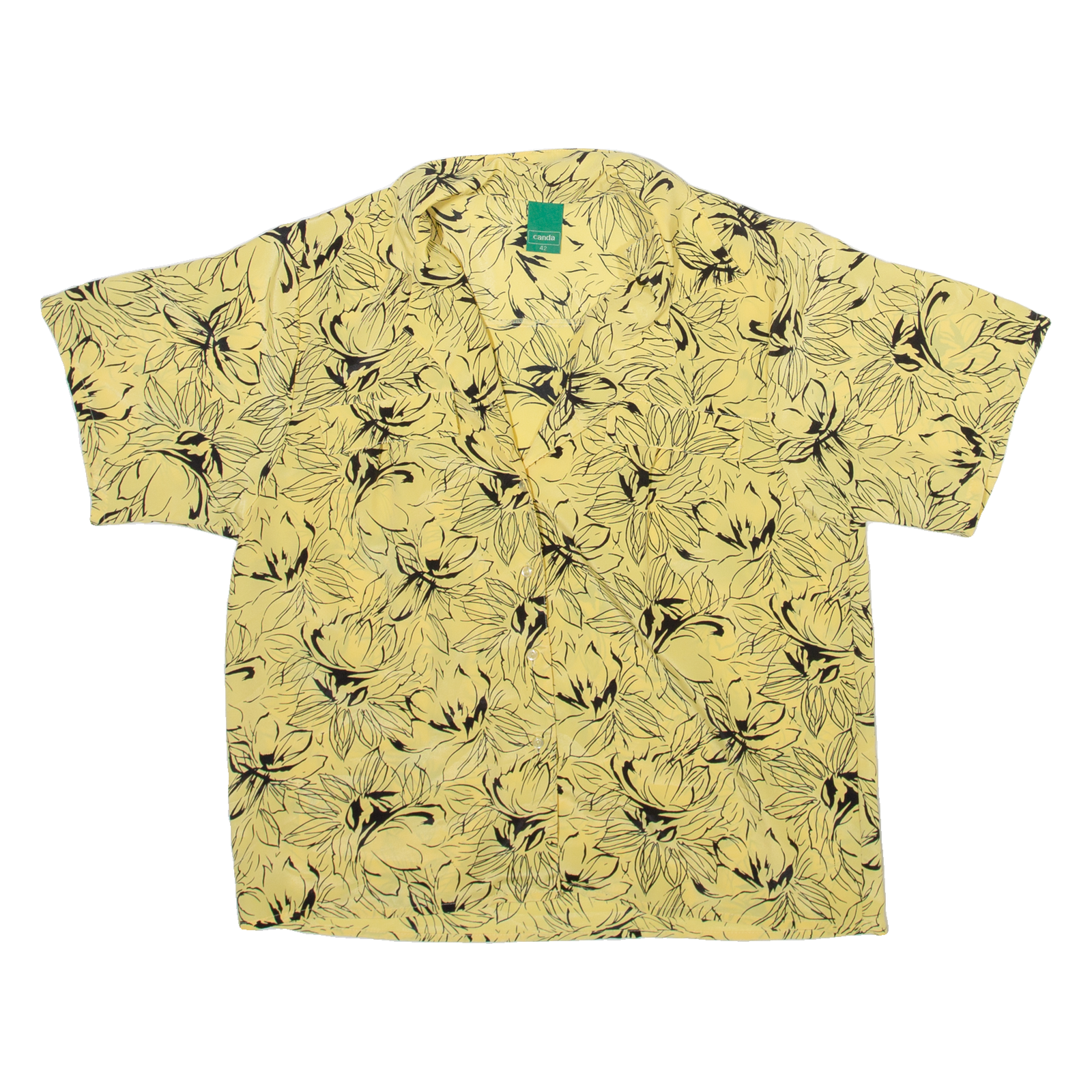 CANDA Womens Printed Shirt Yellow Collared Viscose Floral M Refurbished - N/A refurbished available on Cerqular