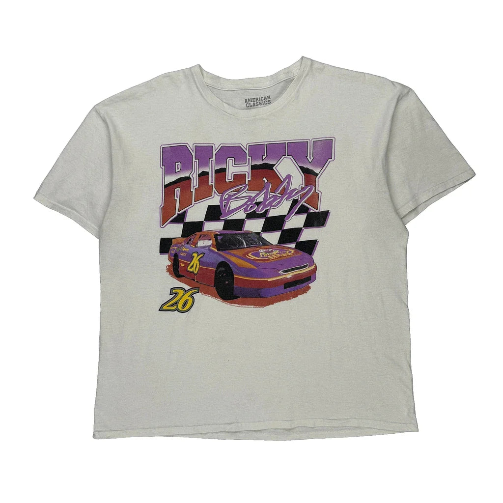 Ricky Bobby American Classics Nascar T-Shirt - XL White Cotton Refurbished - Thrifted (note: this is a term often used to describe second- refurbished available on Cerqular