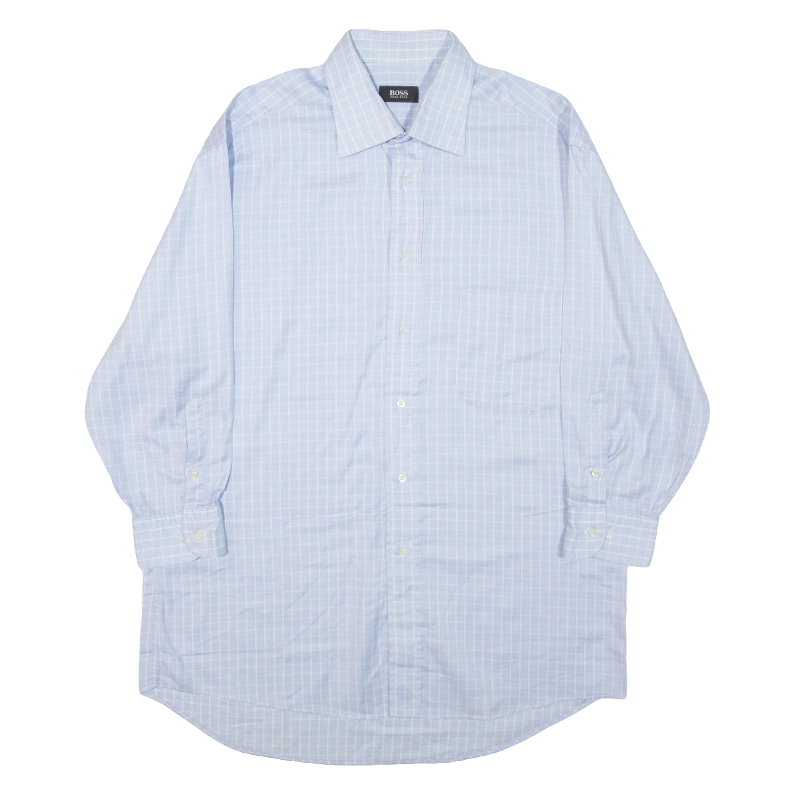 BOSS HUGO BOSS Mens Shirt Blue Check 3/4 Sleeve XL Refurbished - N/A refurbished available on Cerqular