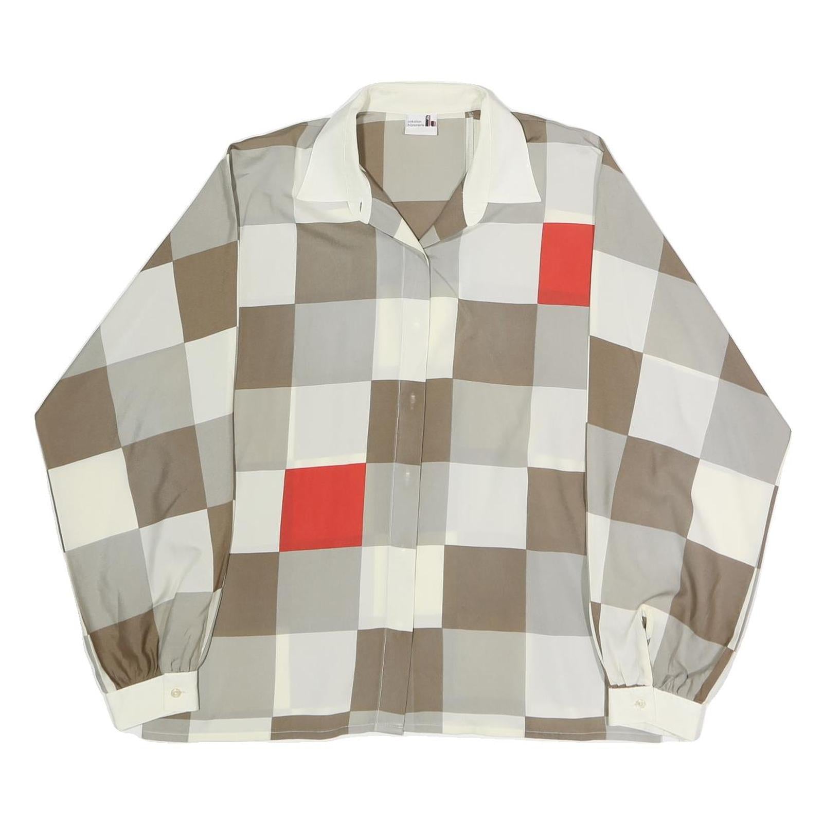 CREATION HAMMERLE Womens Beige & Grey Checked Long Sleeve Shirt L Stylish Refurbished - N/A refurbished available on Cerqular