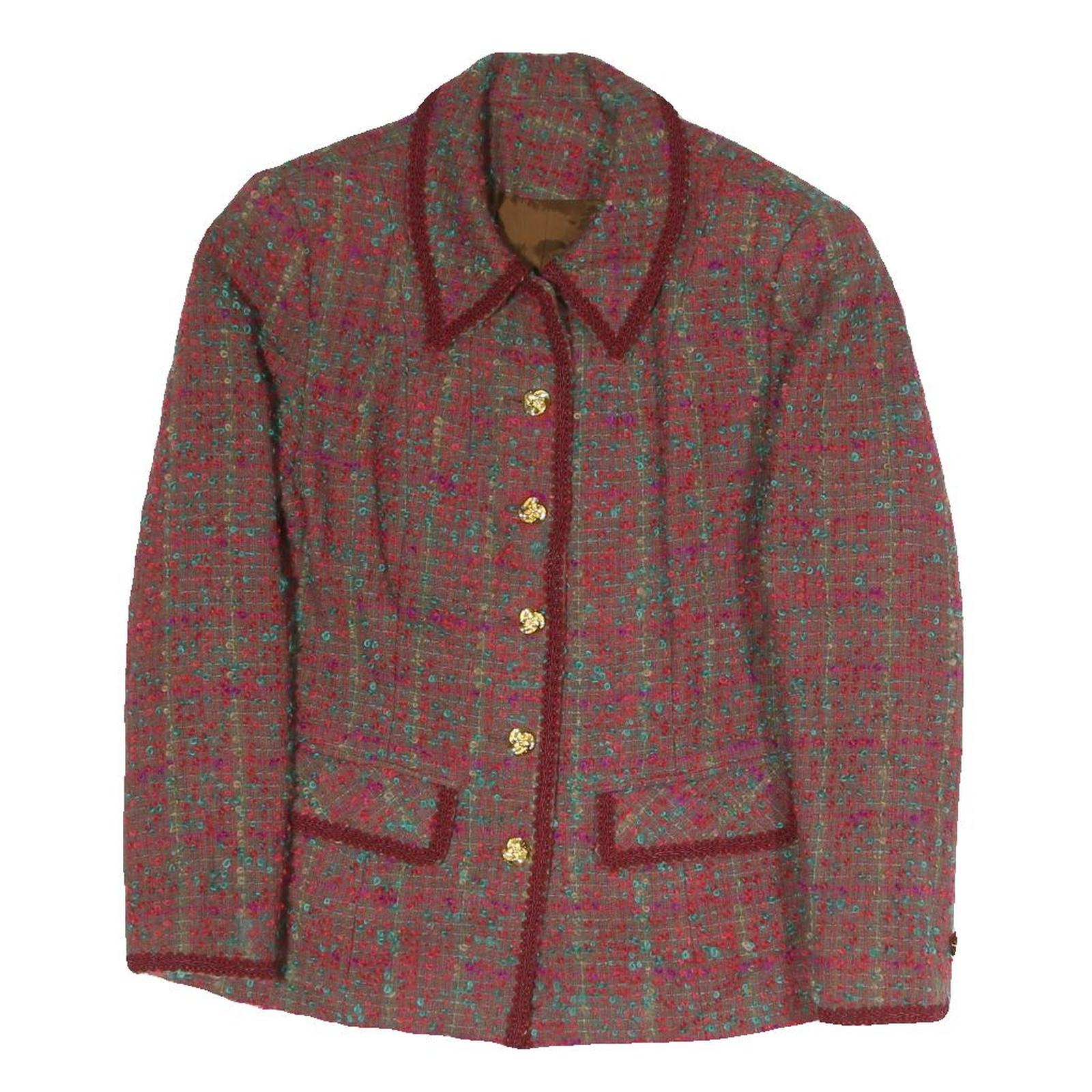 Womens Red Check Blazer Cotton Blend S Classic Fit Button Closure Long Sleeve Refurbished - N/A refurbished available on Cerqular
