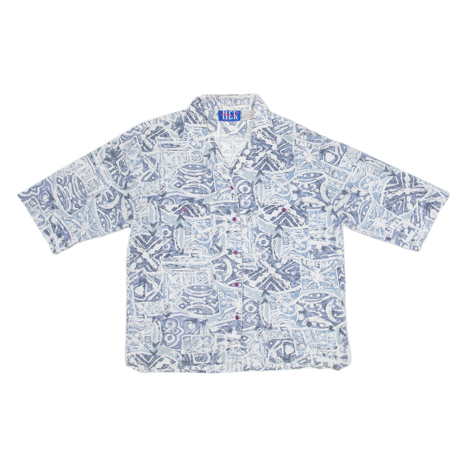 H.E.R Mens Shirt Blue Crazy Pattern L Refurbished - N/A refurbished available on Cerqular