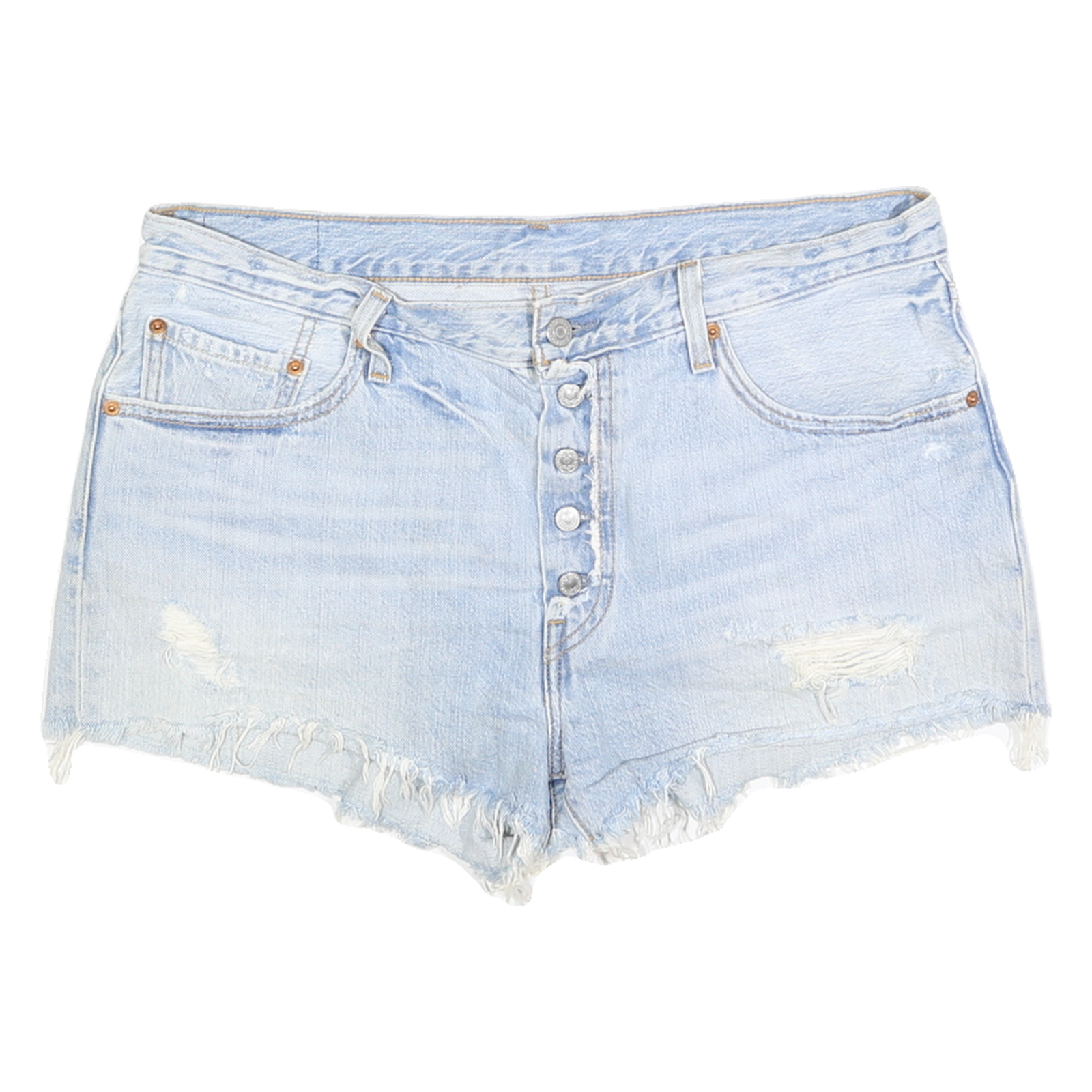 LEVI'S Womens Shorts Blue Denim Cut-Off M W32 Button Fly Casual Distressed Refurbished - N/A refurbished available on Cerqular