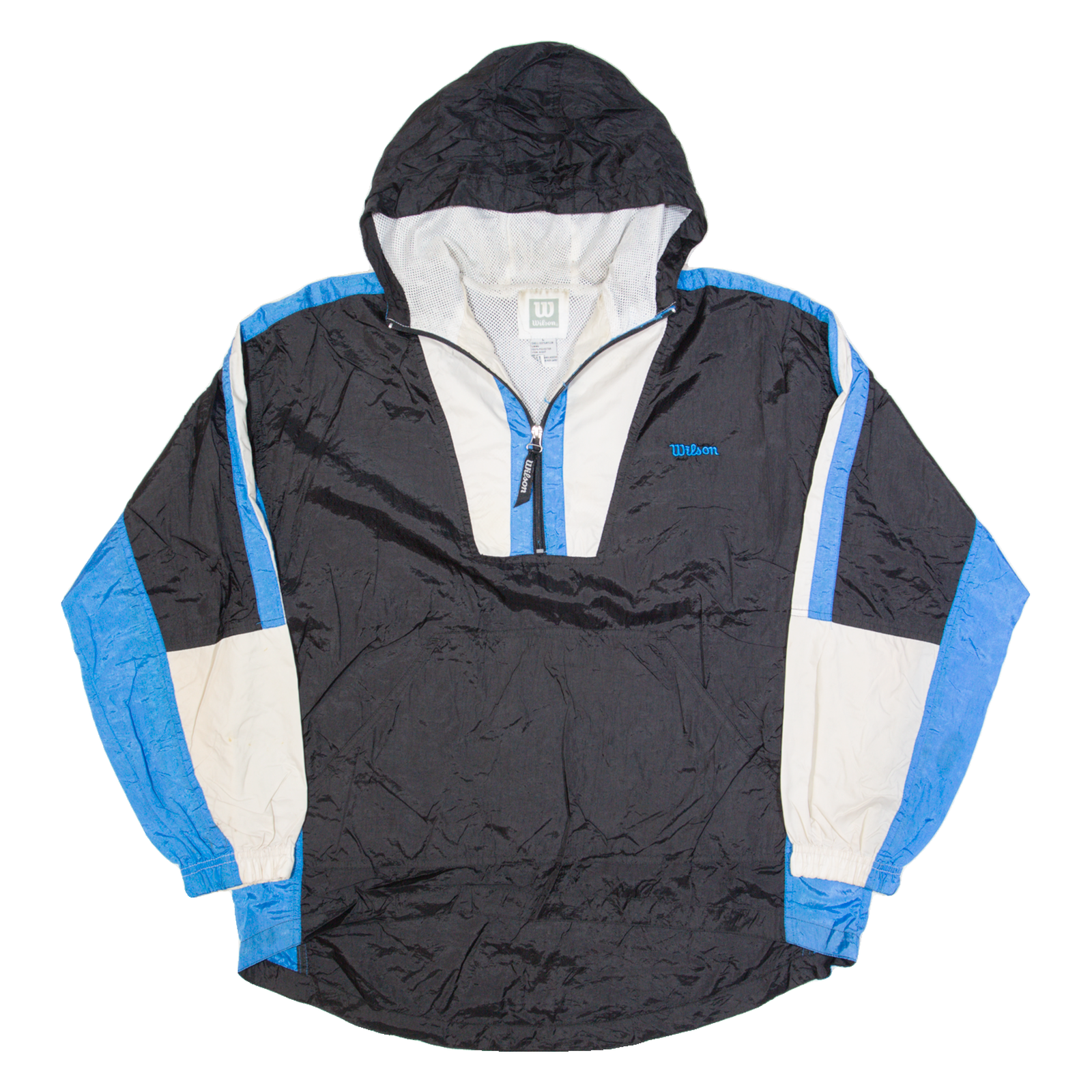 WILSON Lightweight Mens Anorak Jacket Black Hooded Colourblock L Refurbished - N/A refurbished available on Cerqular
