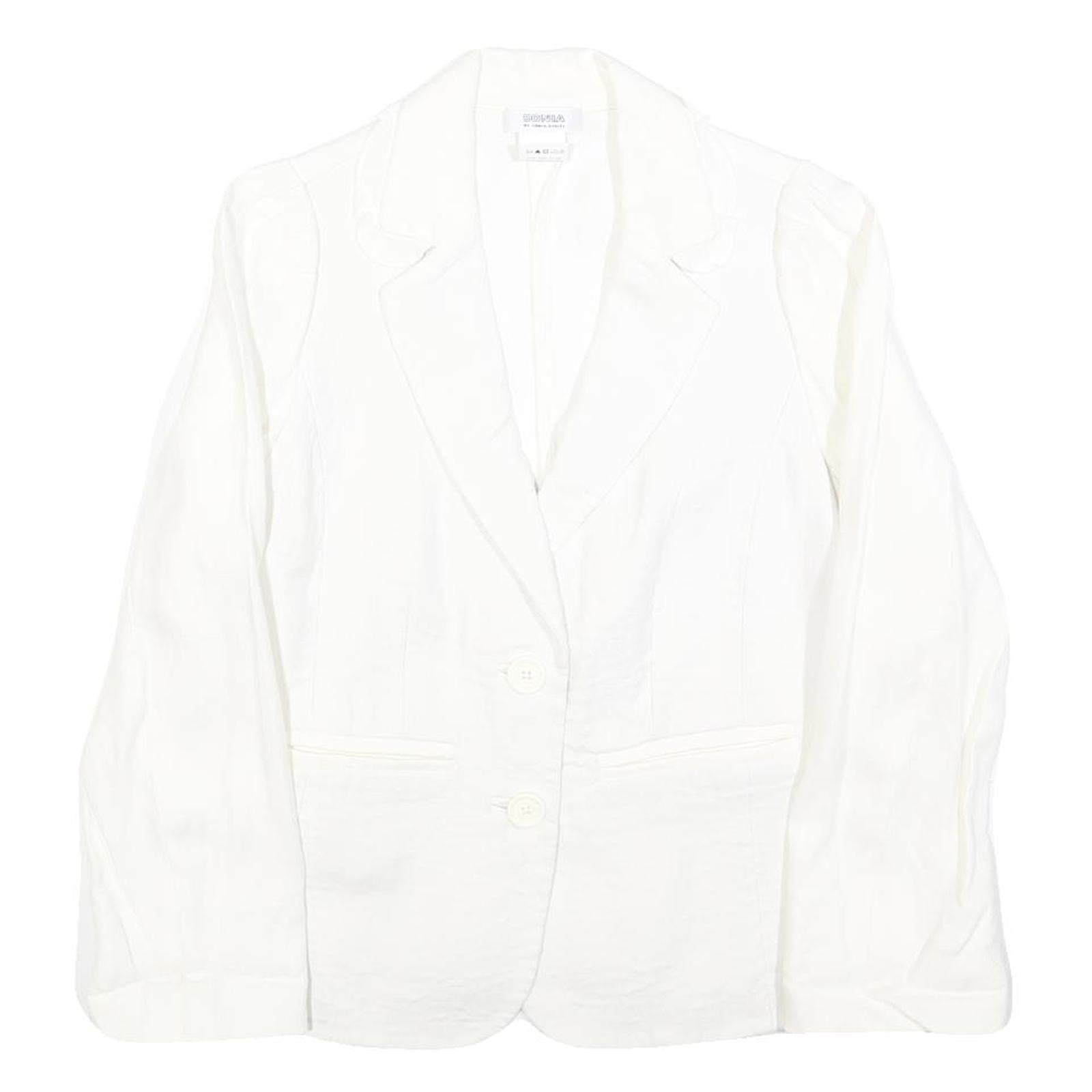 SONIA RYKIEL Womens White Linen Button Jacket S Plain Elegant Classic Tailored Refurbished - N/A refurbished available on Cerqular