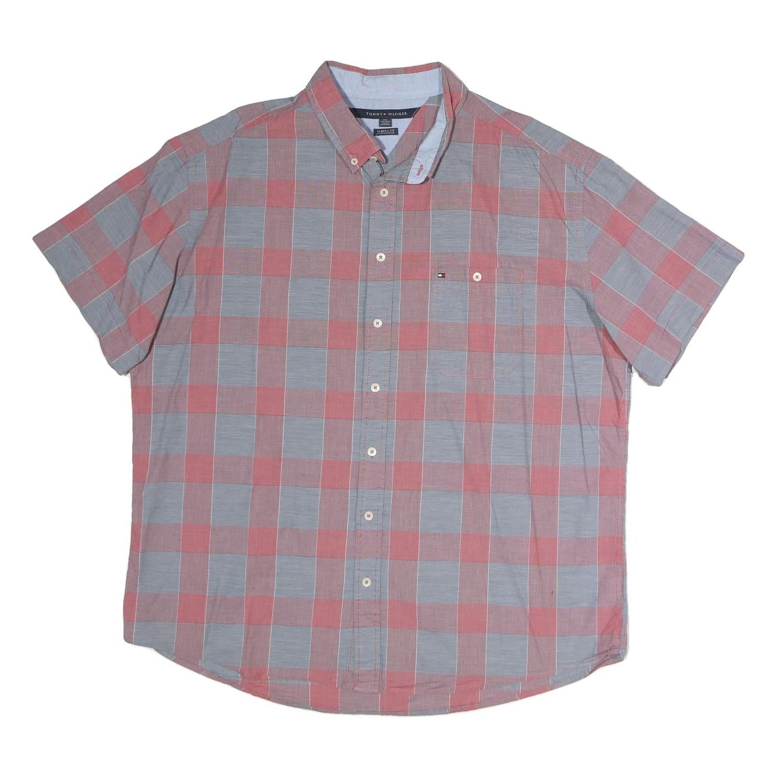 TOMMY HILFIGER Mens Blue & Red Check Shirt 2XL Classic Fit Cotton Summer Casual Refurbished - N/A refurbished available on Cerqular