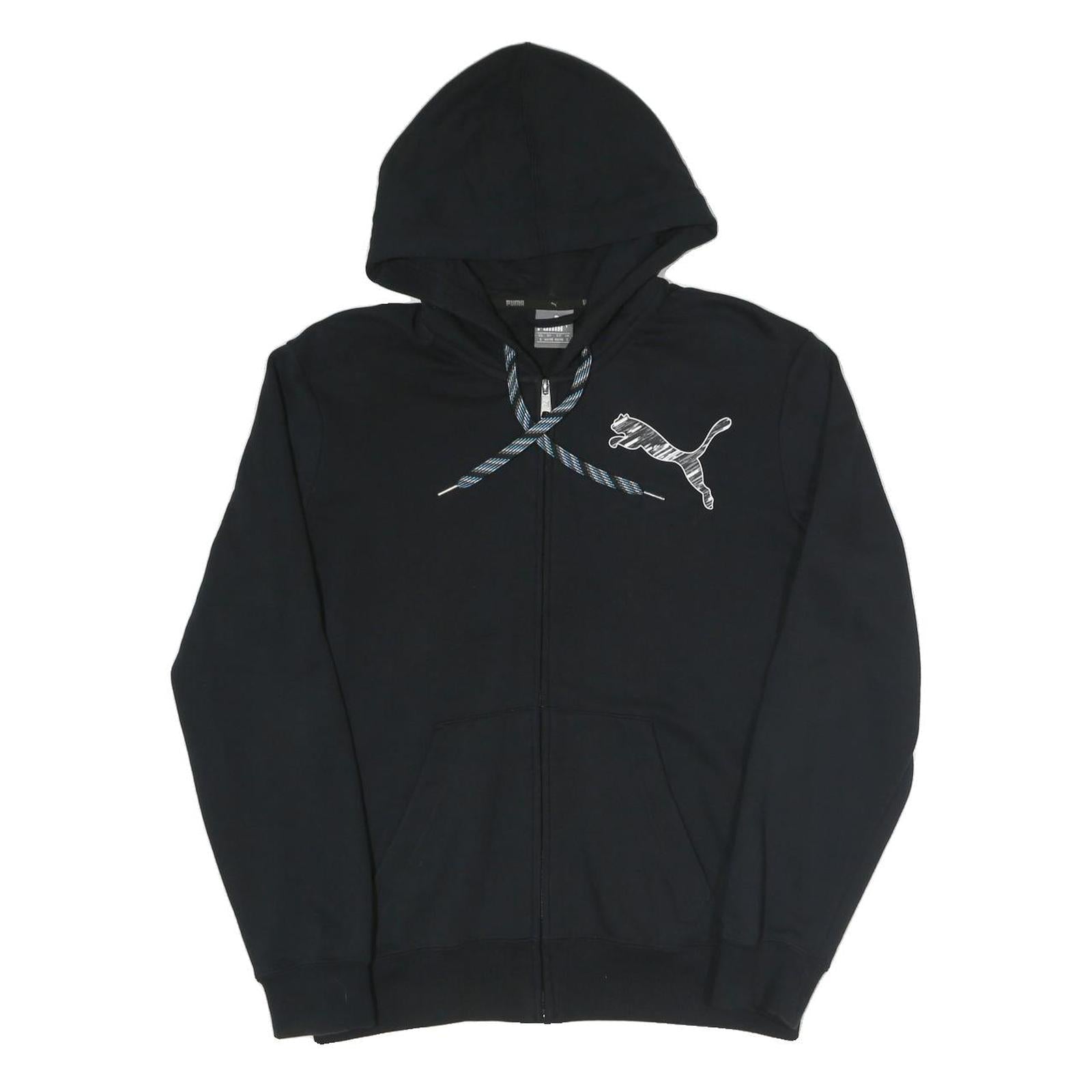 PUMA Mens Black Cotton Blend Full Zip Hoodie S With Logo Graphic Refurbished - N/A refurbished available on Cerqular