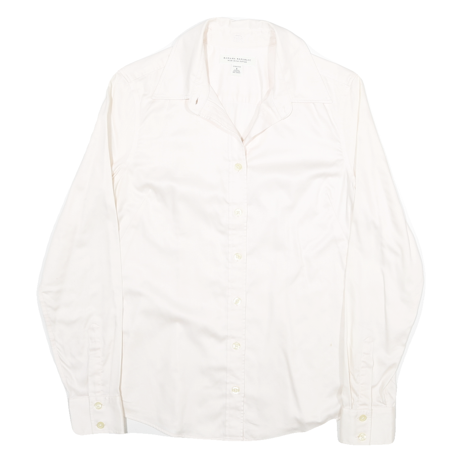 BANANA REPUBLIC Womens White Shirt UK 4 Cotton Blend Button Collar Long Sleeve Refurbished - N/A refurbished available on Cerqular